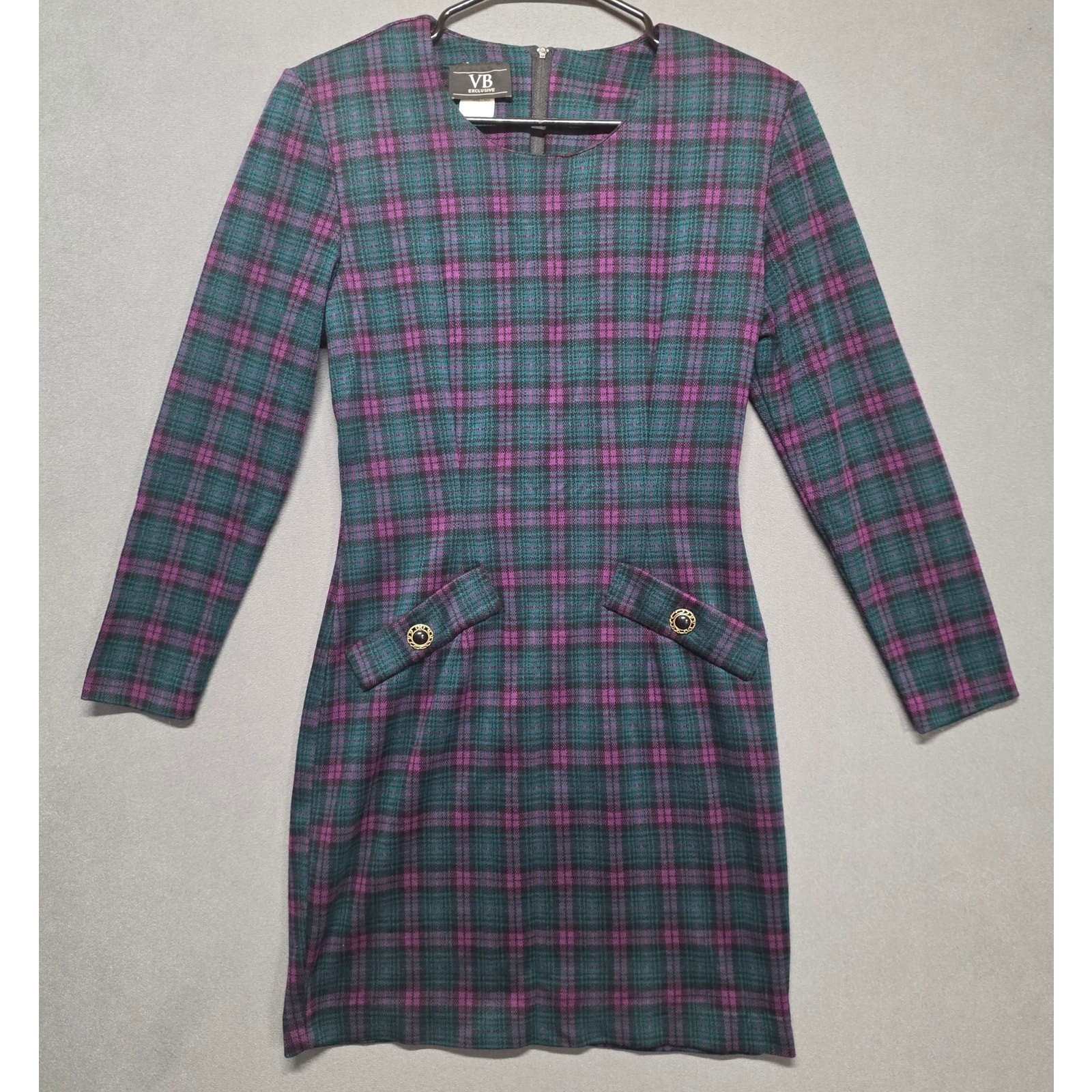 90s Dark Tartan Plaid Fitted Mini Dress 5/6 Preppy Clueless College Bodycon