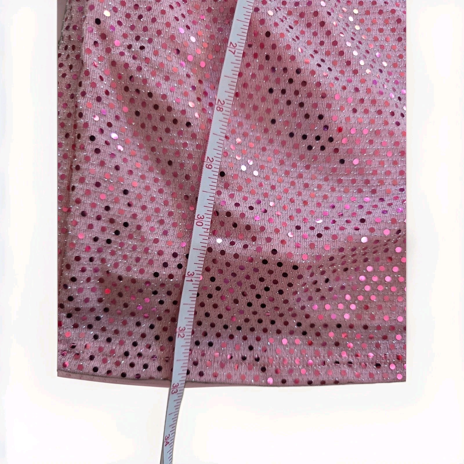 NEW Fraiche By J Sparkle Pink GLITTER Knee Length Party Dress Long Sleeve SZ SM
