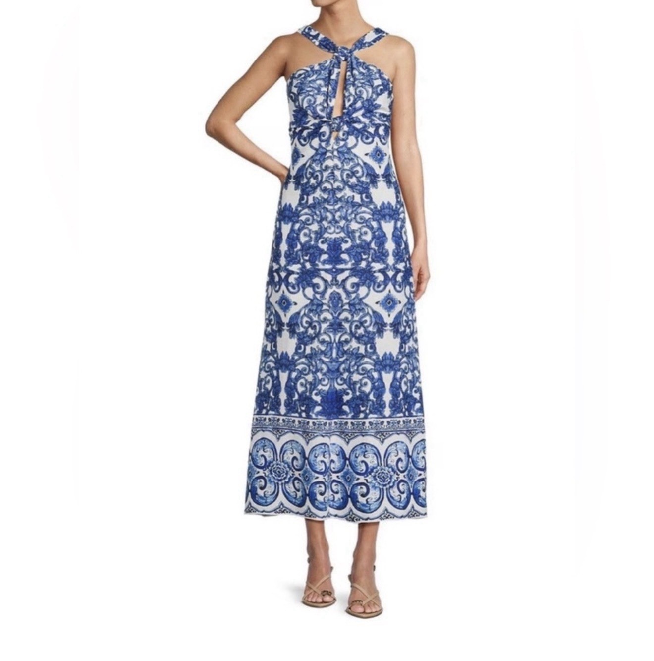 Antonio Melani NWT Women’s Size 4 Bronwyn BluePrint Twist Knot Halter Maxi Dress