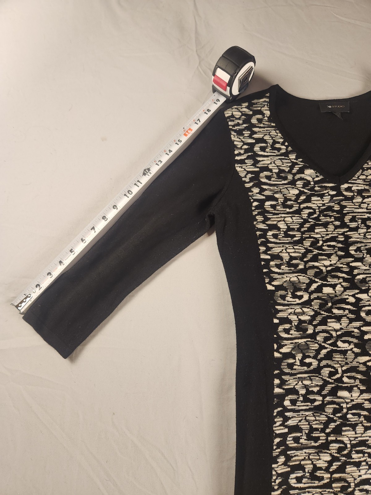 AB Studio Black & Beige Patterned Sweater Dress Women’s Size M