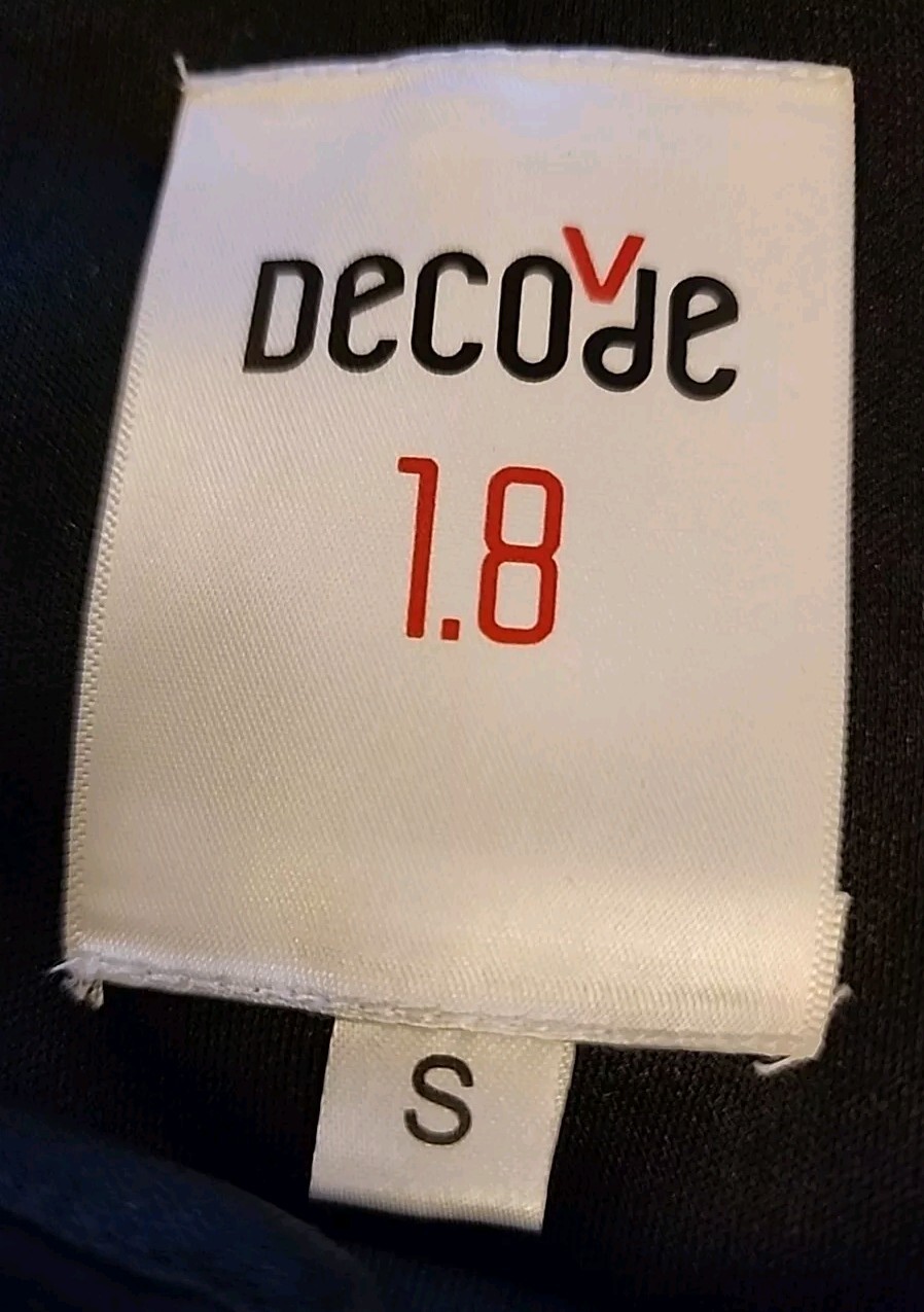 Decode 1.8 Shift Jersey Dress size S Lined Blue Black Gray Piping Art To Wear R3
