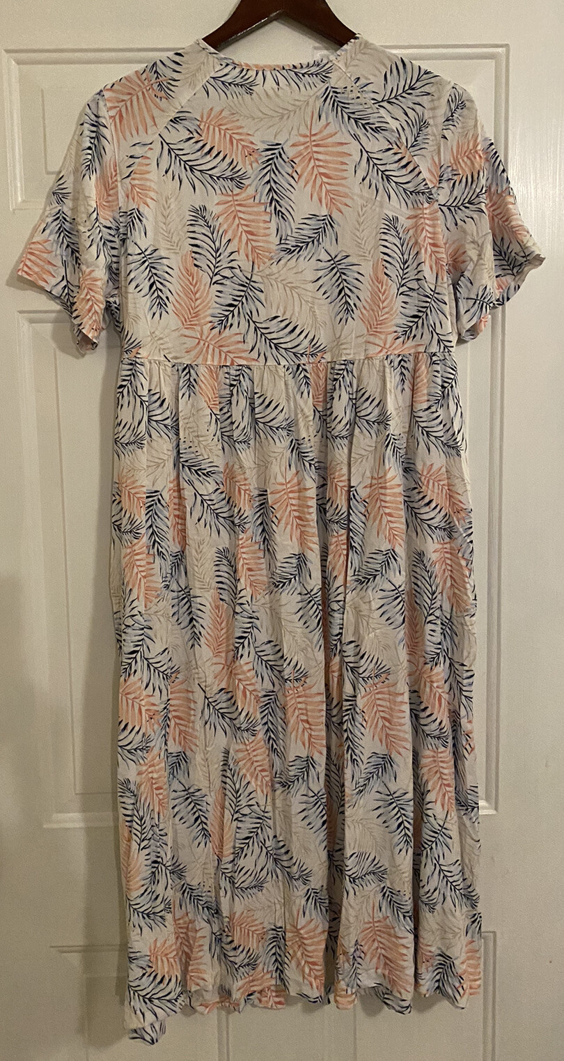 National Since 1952 Housedress Button Up Dress Large Leaf Print Colorful Muumuu