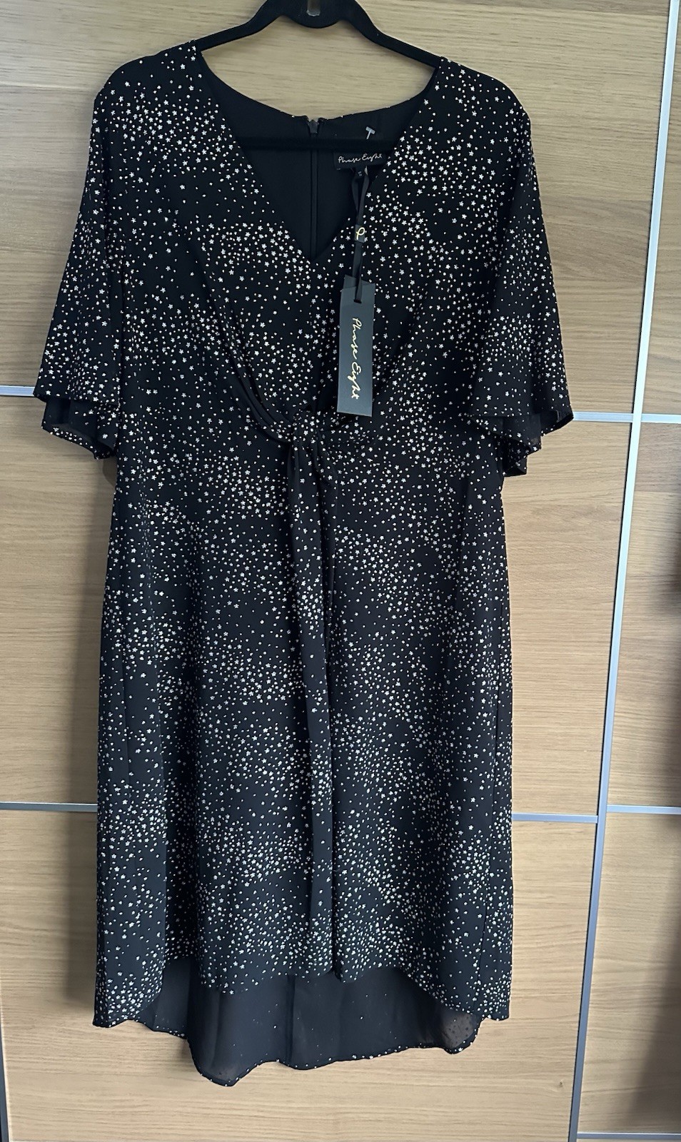 Phase Eight Size 16 Rosina Glitter Dress Black Silver Stars Christmas Party Bnwt