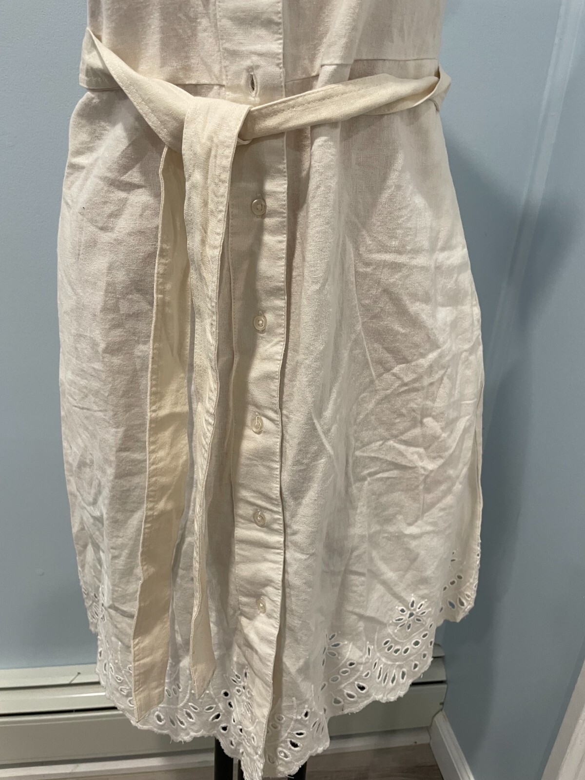 Old Navy Cream Color Linen Summer Nautical Dress Womens Size S NWT
