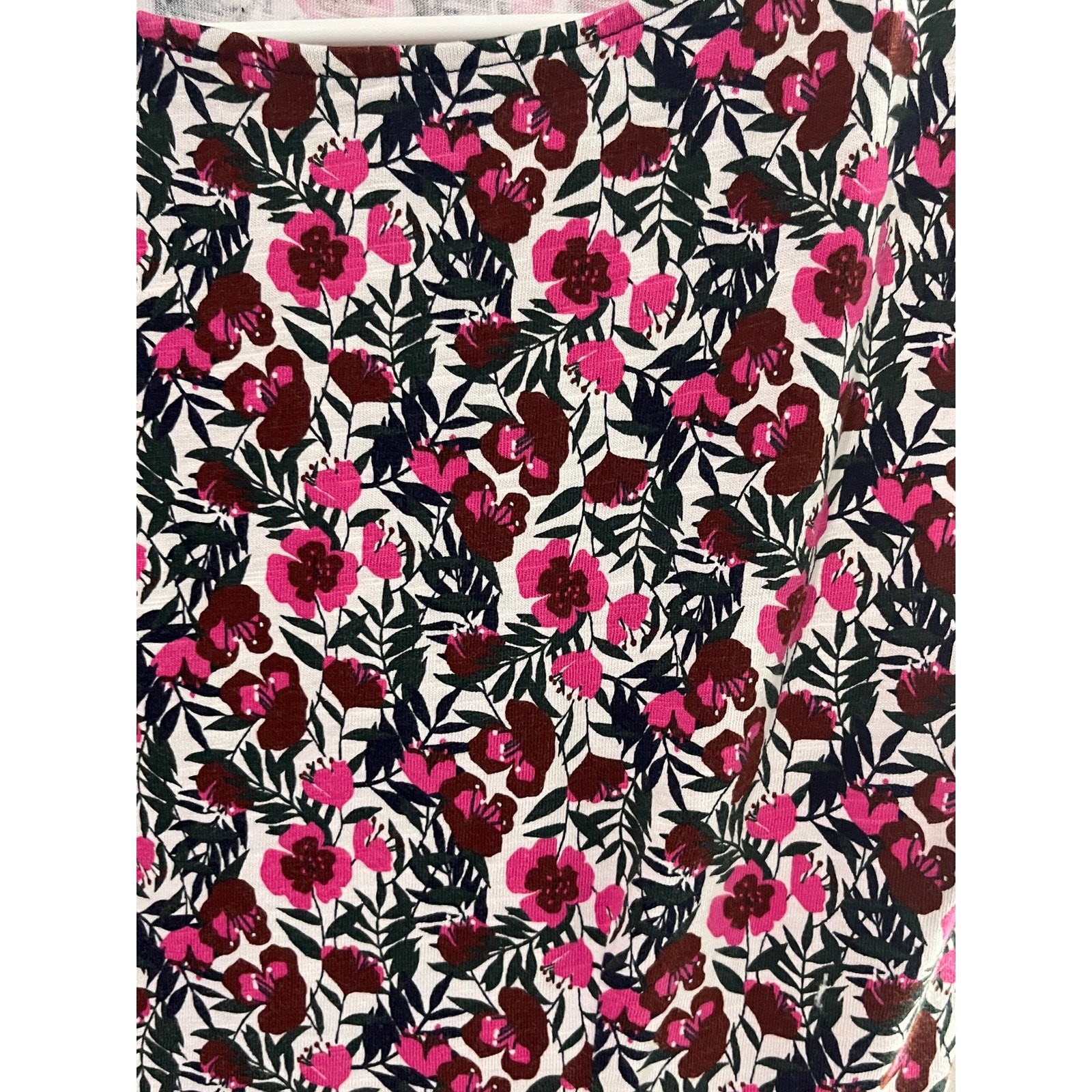 Boden Floral Sheath Dress Women’s US 6R Pink Black White Cap Sleeve Stretch Knit