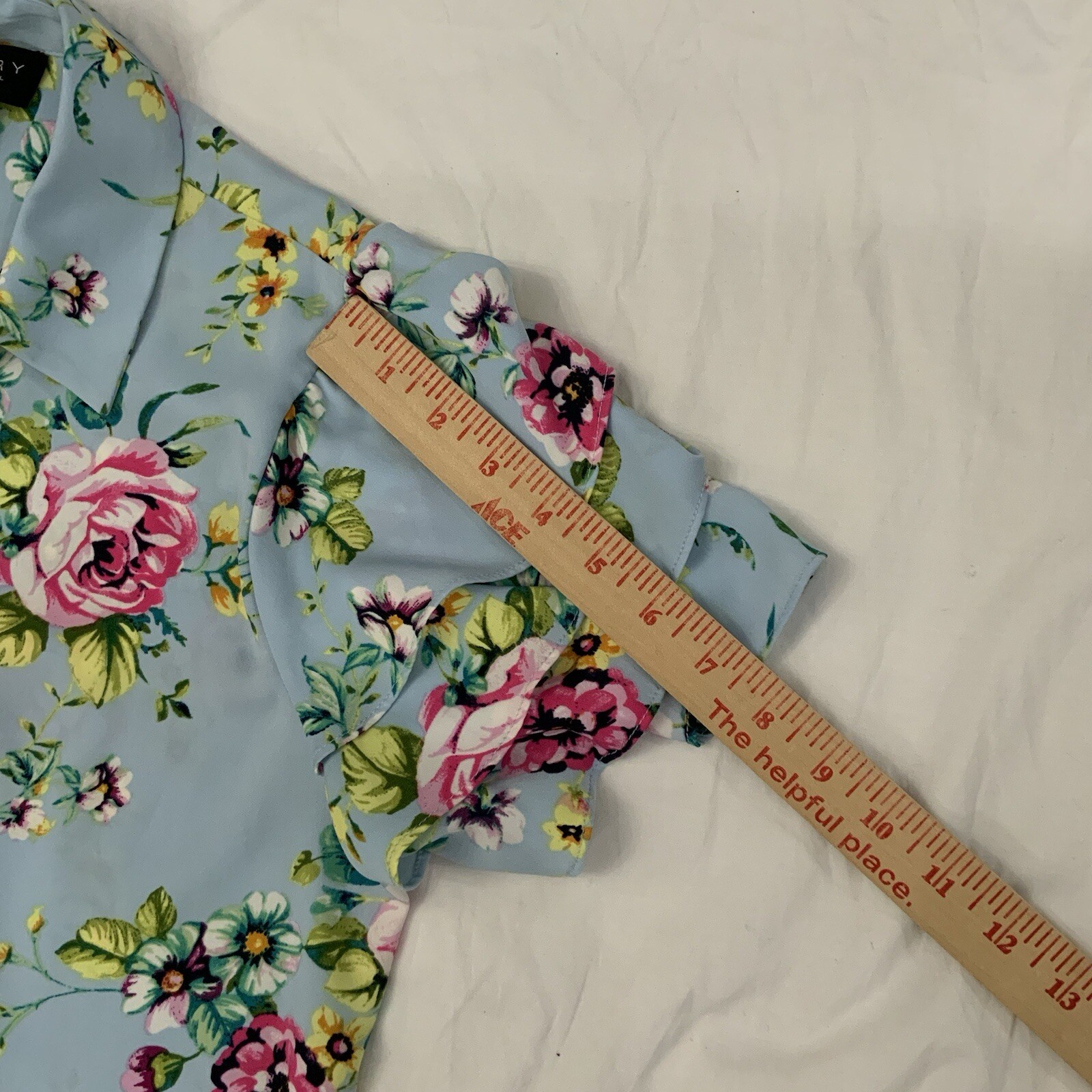 Laundry by Shelli Segal Size Small Floral Hidden Button Front Shirt Dress Blue