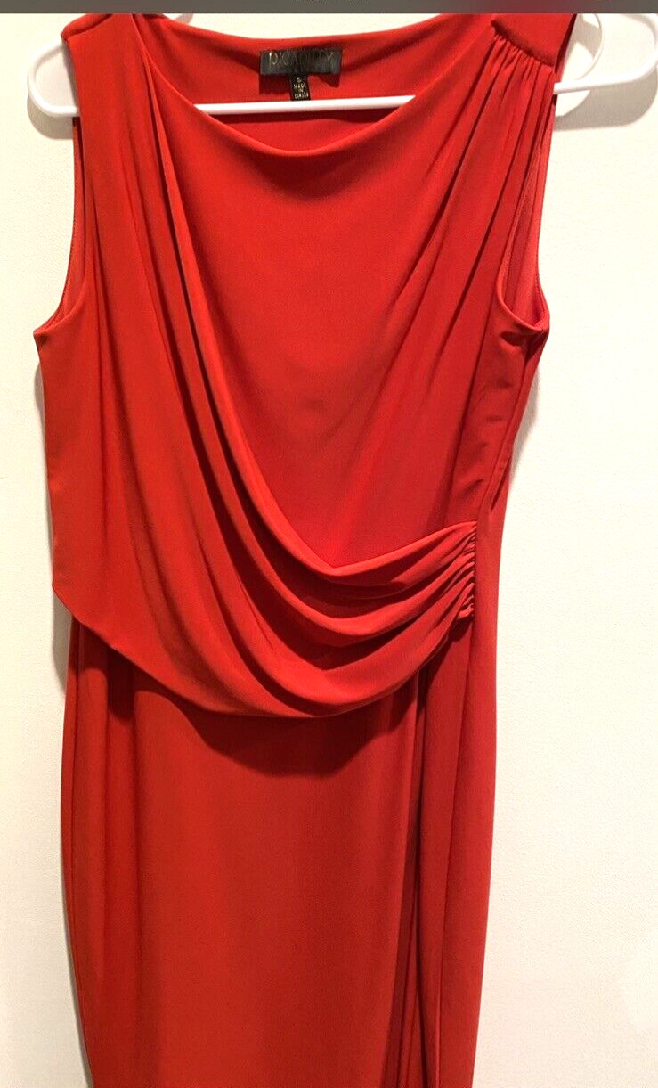 Picadilly Fashions size S sleeveless Red Rouched Sash Bodice Lined Slimming