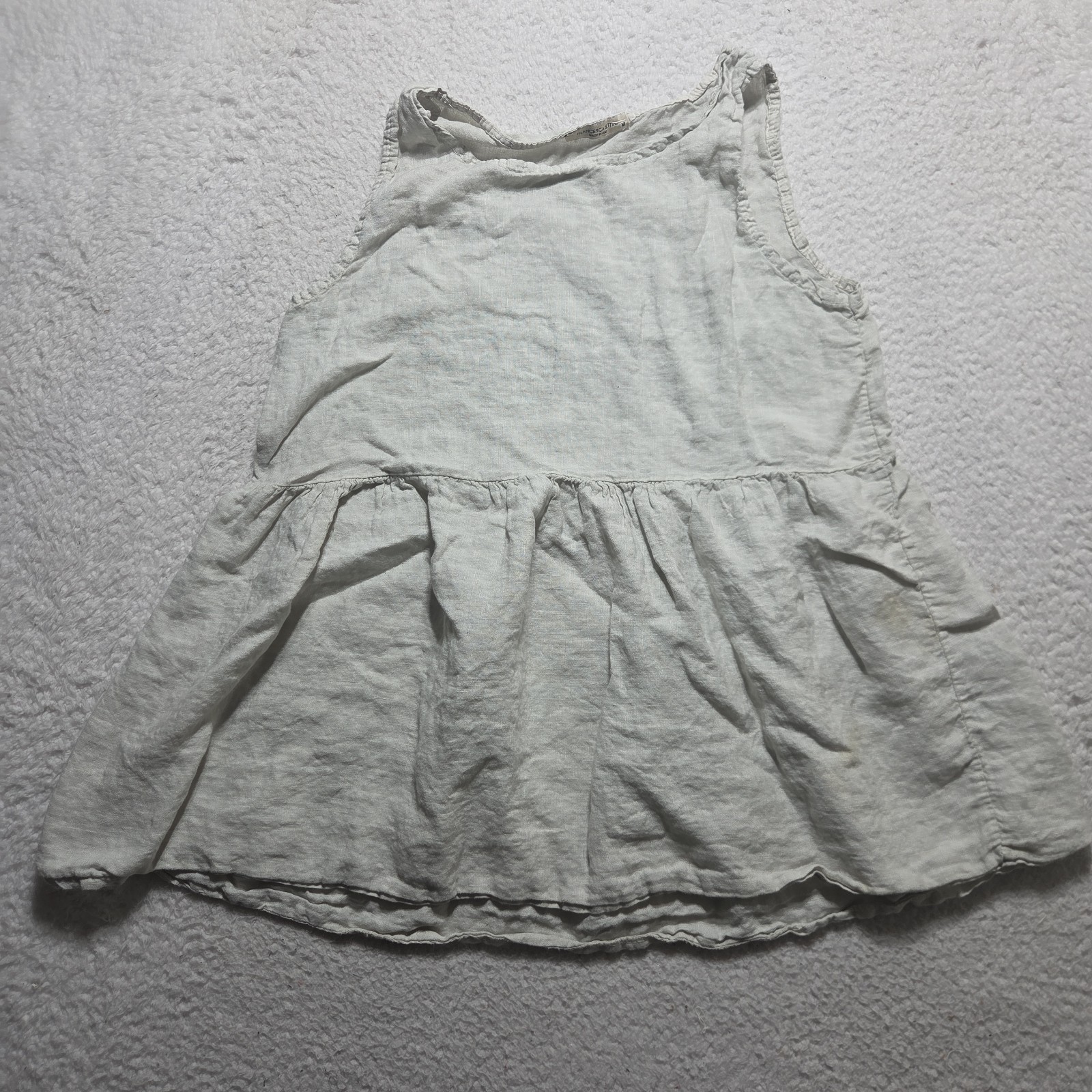 Francesca Bettini Dress Italy Made White 100% Linen Sleeveless Pullover Sz Med