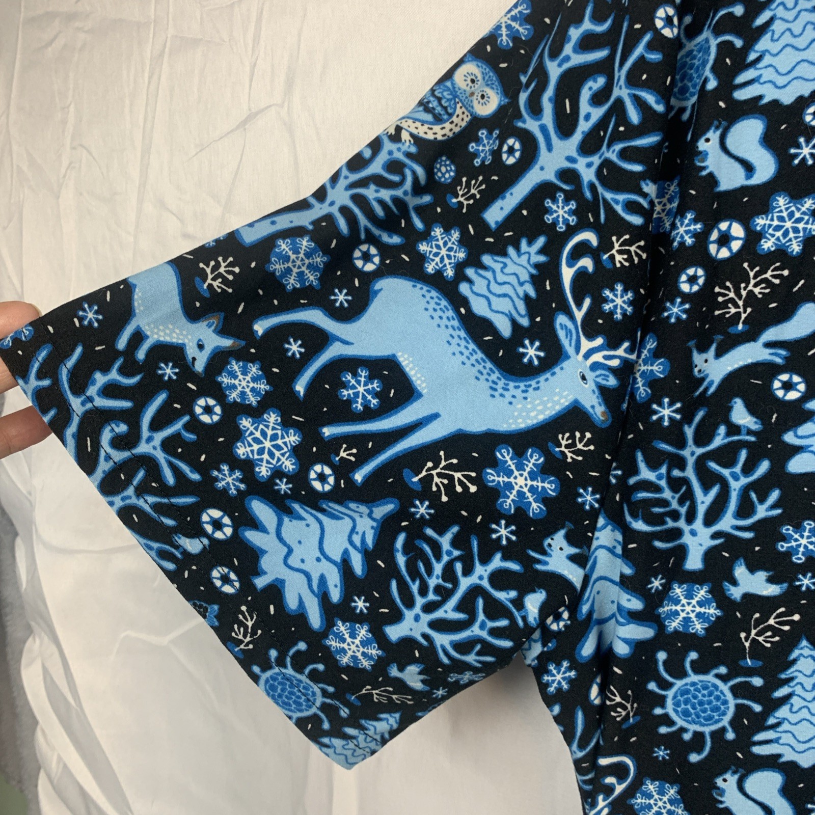 Knit Swing Dress A-Line Womens 2XL Pockets Fairycore Owl Deer Fox Black Blue