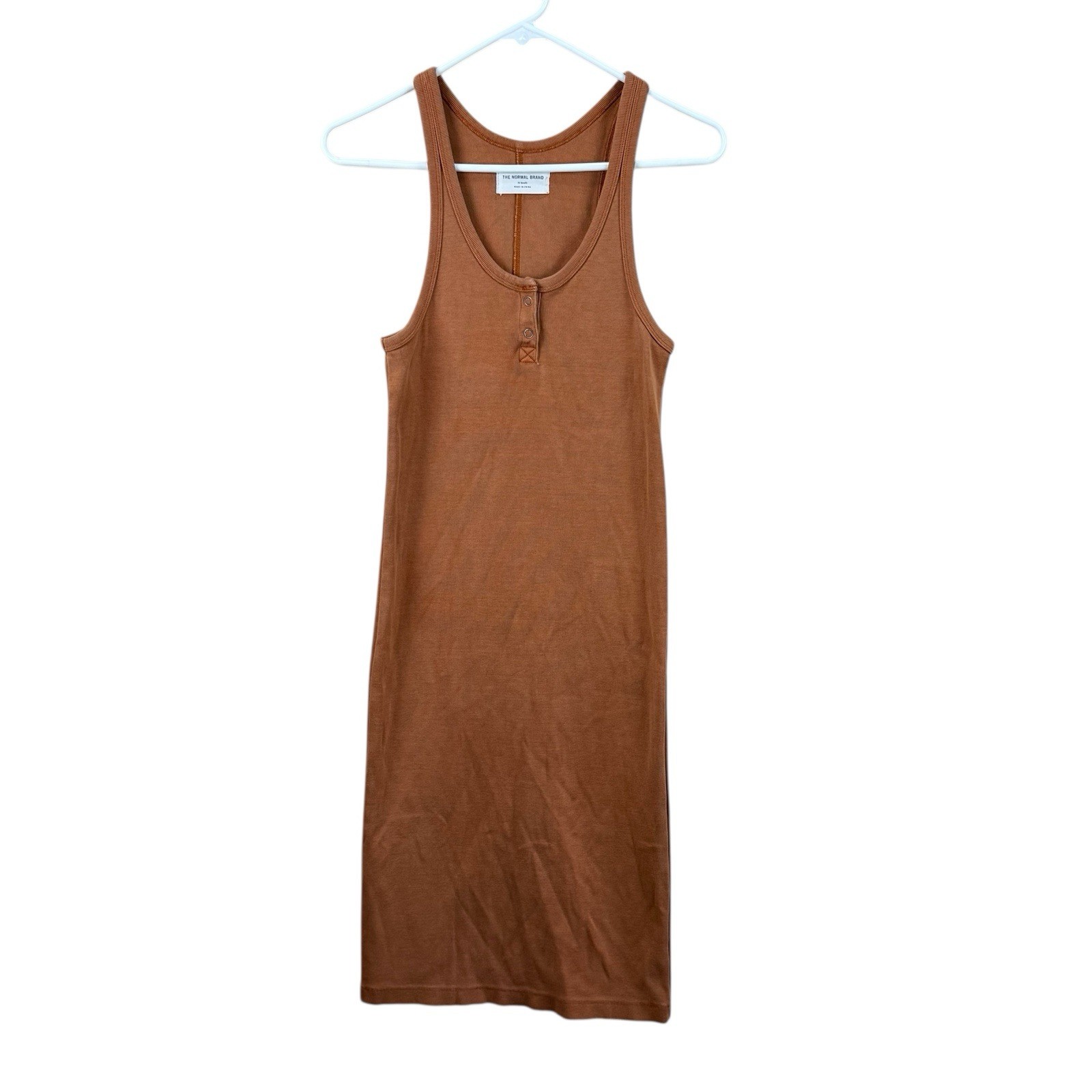The Normal Brand 2 Snap Midi Dress Burnt Orange XS EUC