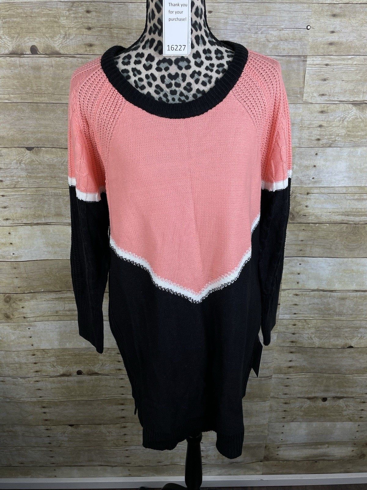 Lularoe Womens Lauren Sweater Dress Striped Multi Color Crew Neck Size Large NWT