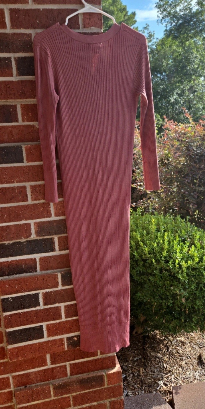 Line & Dot Simone Button Down Sweater Dress Mauve Pink Long Sleeve XS