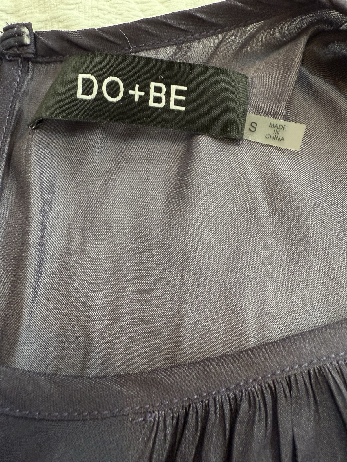 DO + BE Eggplant Purple Long Balloon Sleeve Ruffle Dress Women’s Size Small S