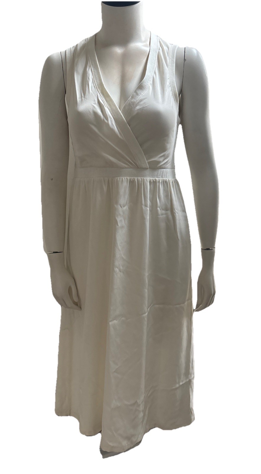 ATM Anthony Thomas Melillo Silk Ivory Off-White Cream V Neck Dress Size M $425