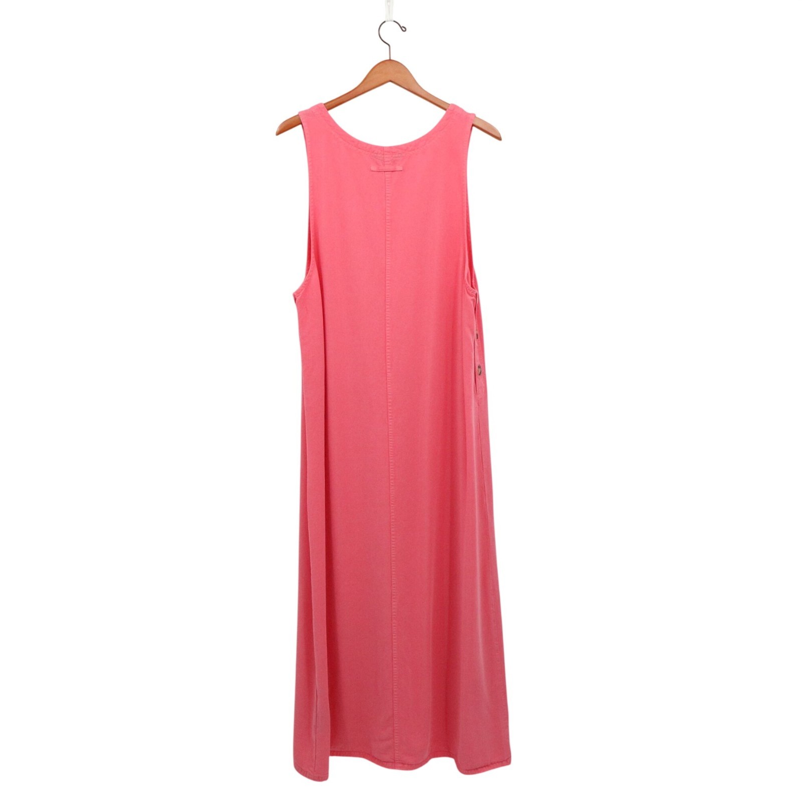 Amy K Su AKS Tencel Pinafore Jumper Maxi Buttoned Pockets Pink Dress L