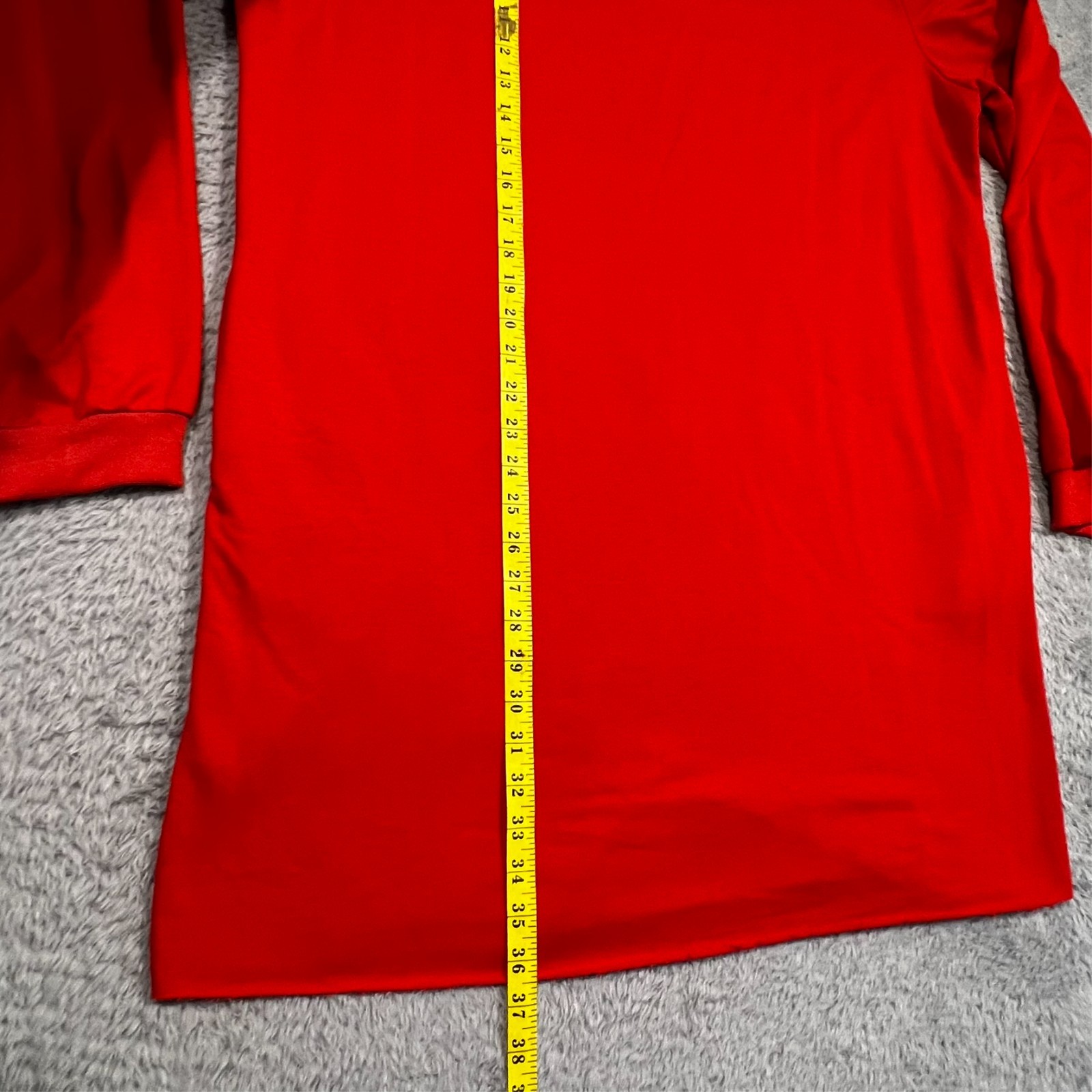 ee: some Shirt DressBurnt Orange Red Ruffle Cold Shoulder Long Sleeve Women’s L