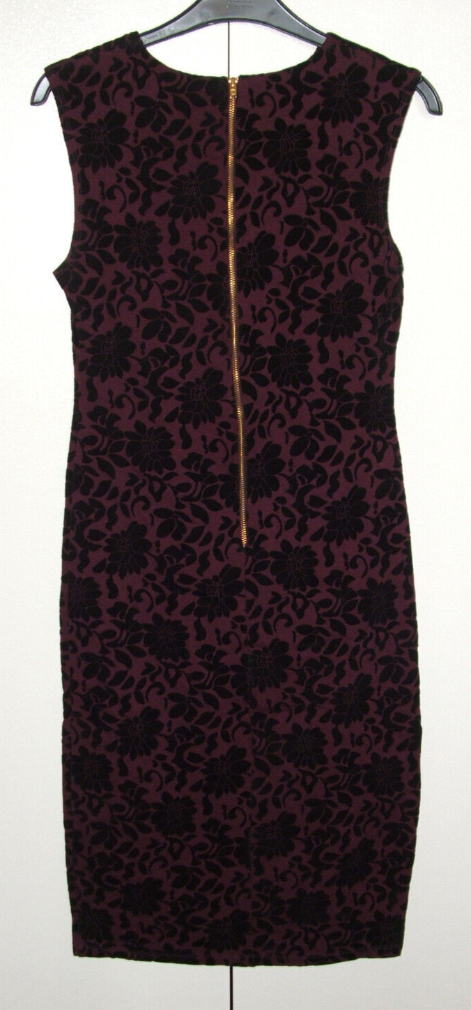 Dorothy Perkins Wine w/ Black Velvet Bodycon Pencil Dress Women’s UK 8 NYE Party
