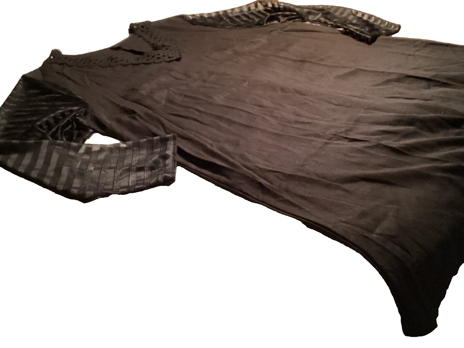 Womens 3X-4X BLACK Tunic Plus Pullover Dress Long Baby Doll Top Fancy Sheer Lace