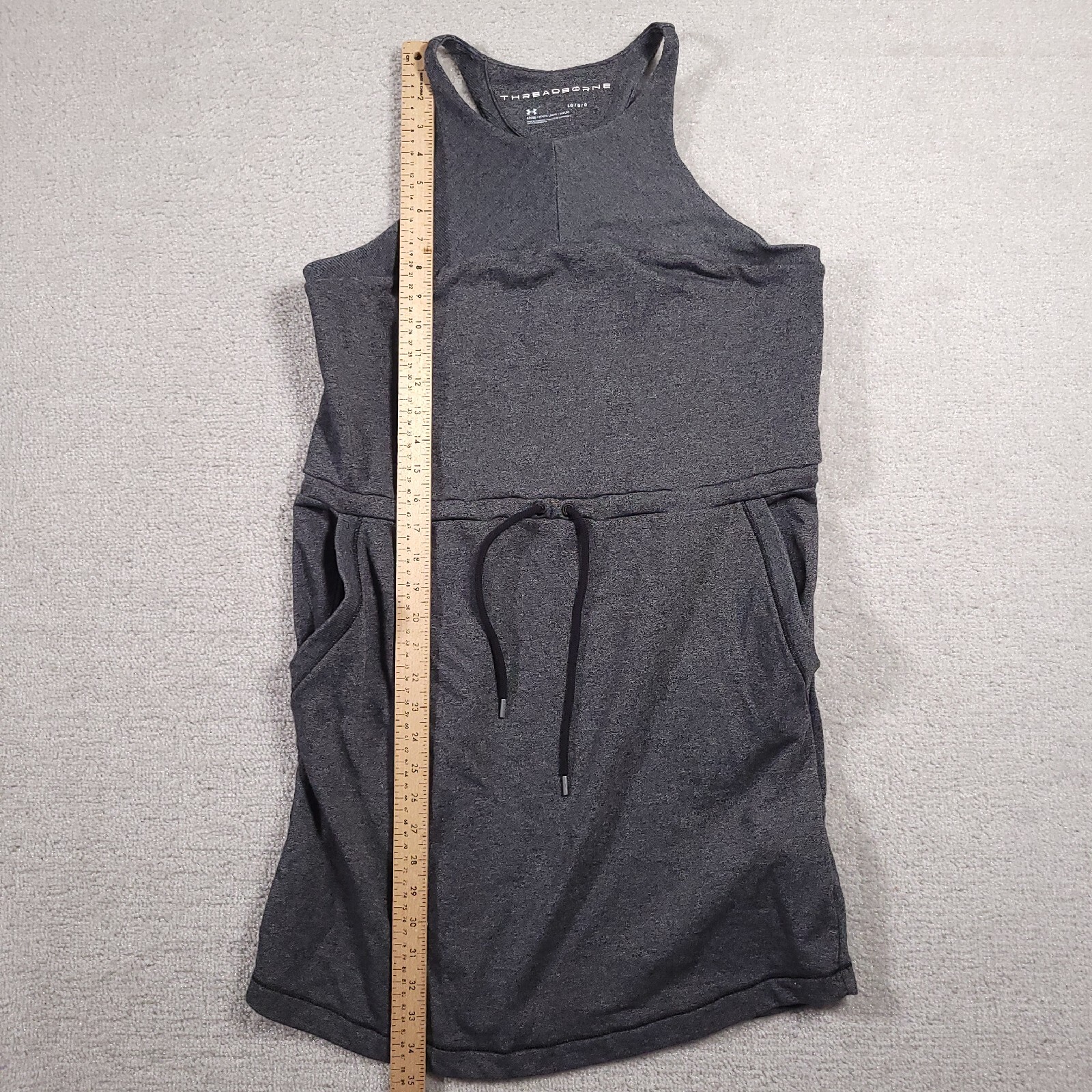 Under Armour Threadborne Shoreline Terry Dress Women’s Large Gray Pockets Cinch