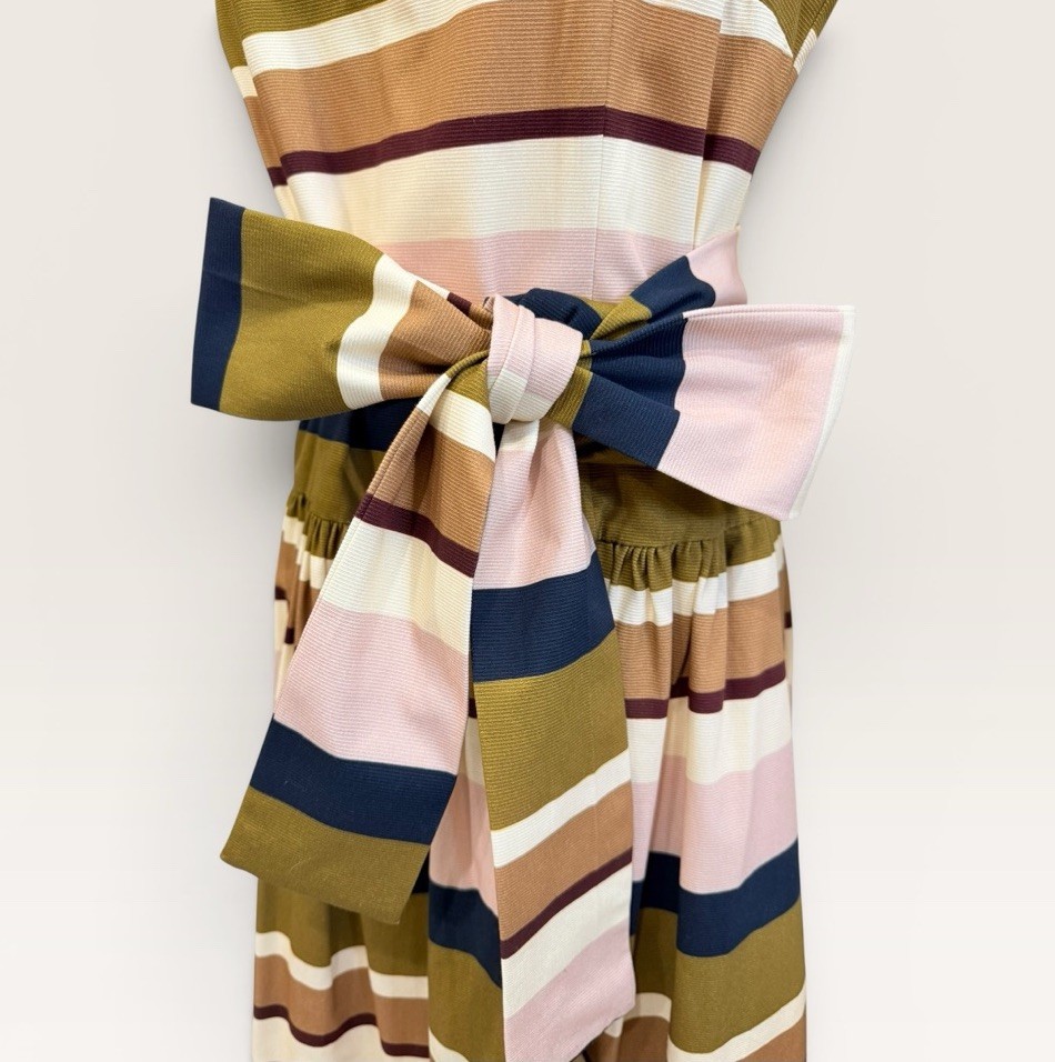 Antonio Melani The Style Bungalow Luncheon Striped Belted Maxi Dress SZ 14 NWT