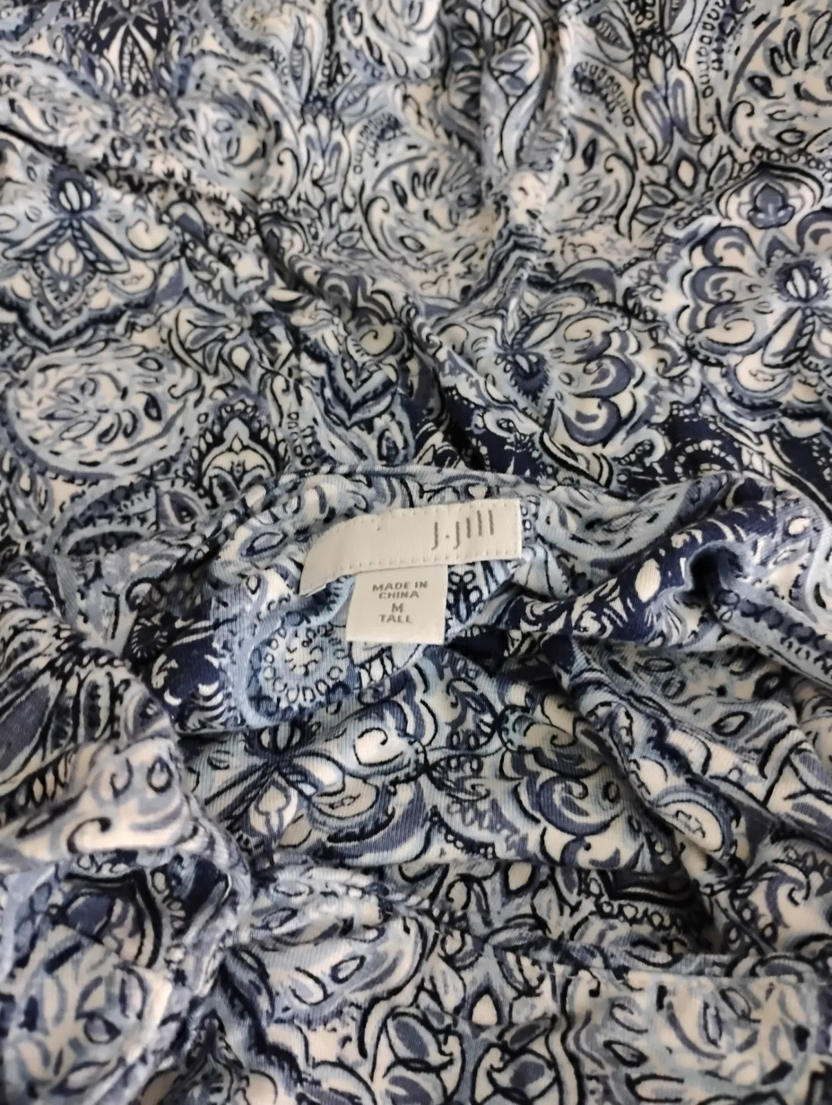 J. Jill Blue White Paisley Sleeveless Maxi Dress M Tall