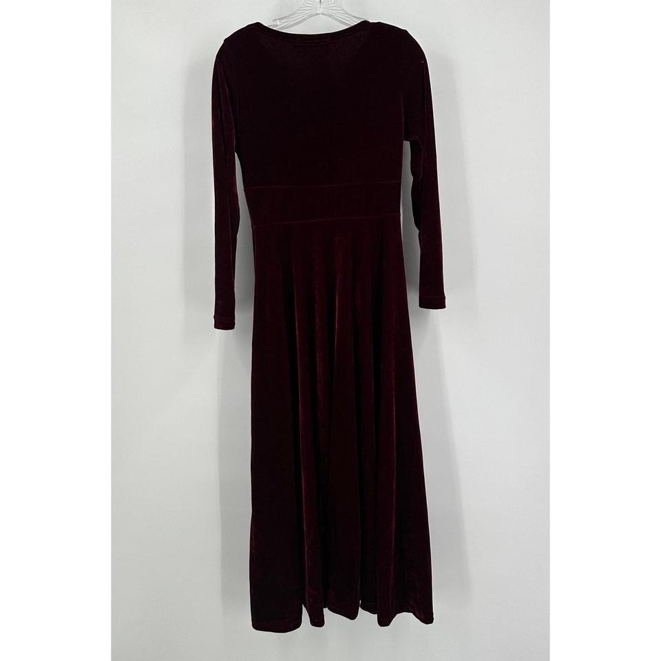 Womens Victorian Whimisgoth Velvet Maxi Dress Size S Burgundy Gothic Romantic