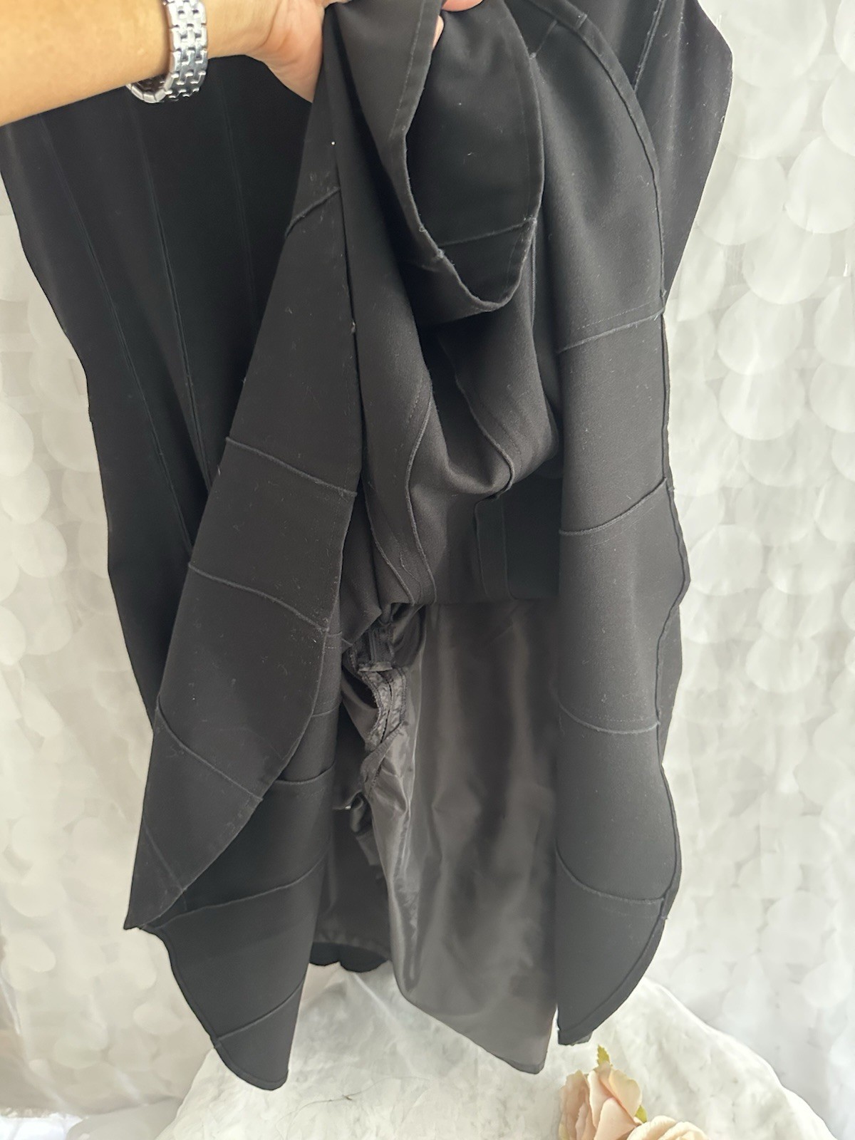 Ellen Tracy 14 Black Sleeveless Fit Flare Dress Princess Seam Classic Career