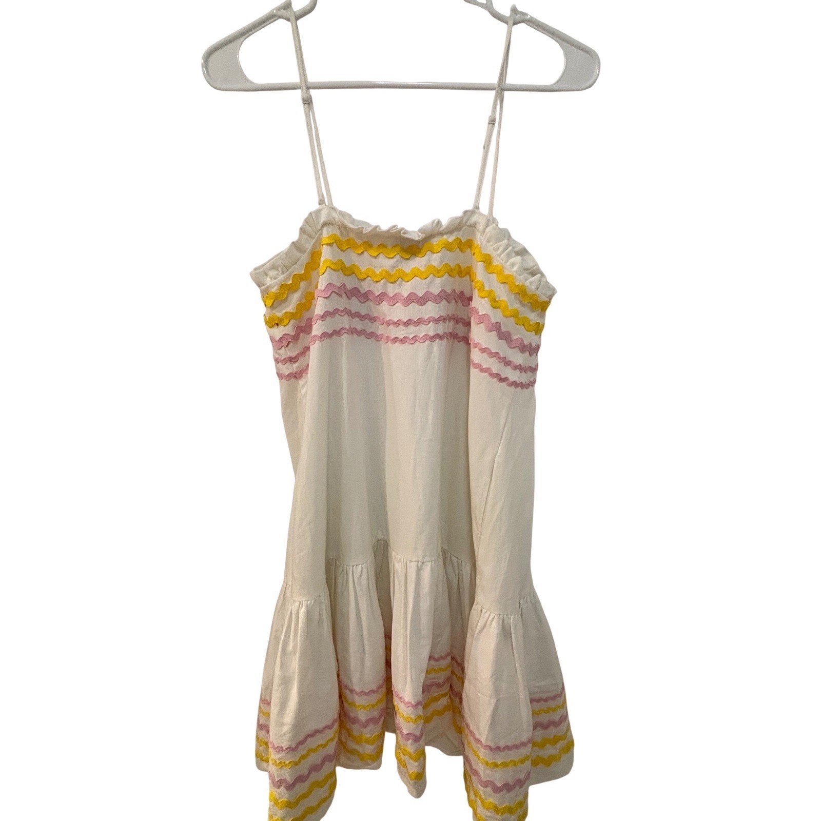 Lisa Marie Fernandez Target Ric-Rac Mini Dress White Pink Yellow XS NWT