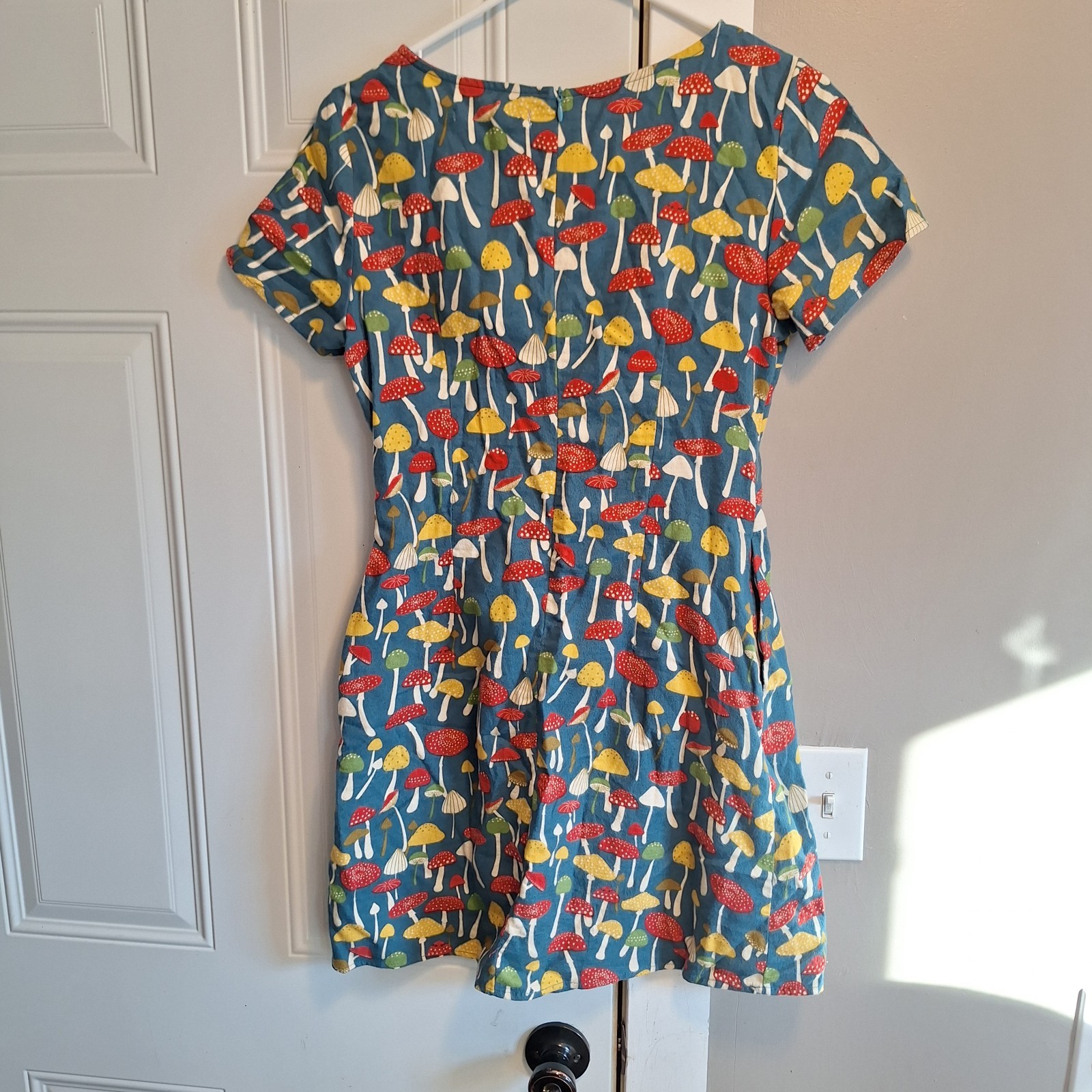 Cottagecore Mini Dress in Magical Mushroom Print S Forest Festival Hippie Fairy