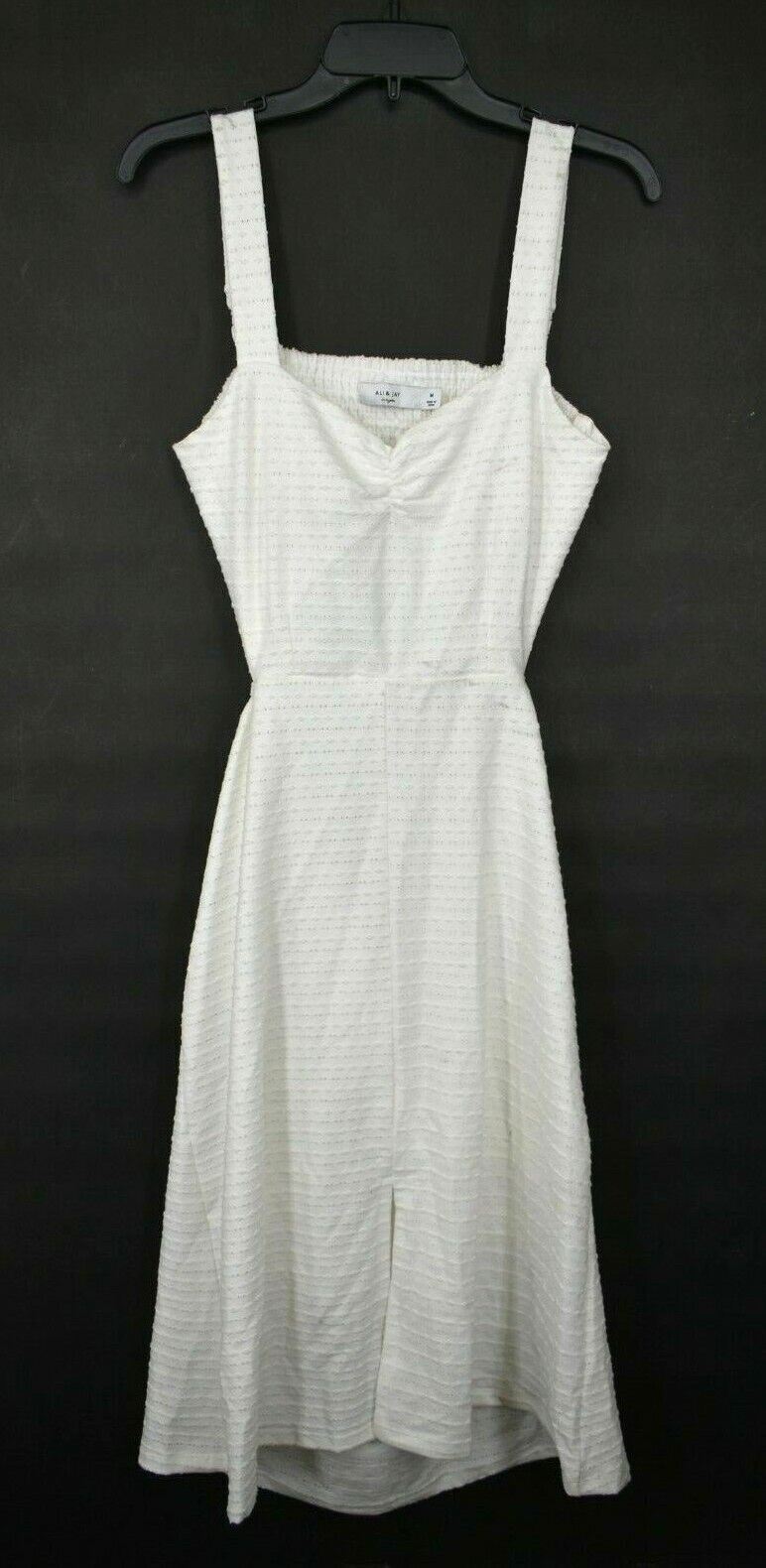 Ali & Jay Womens Front Slit Sleeveless Stretch Smocked Backless Midi Dress M