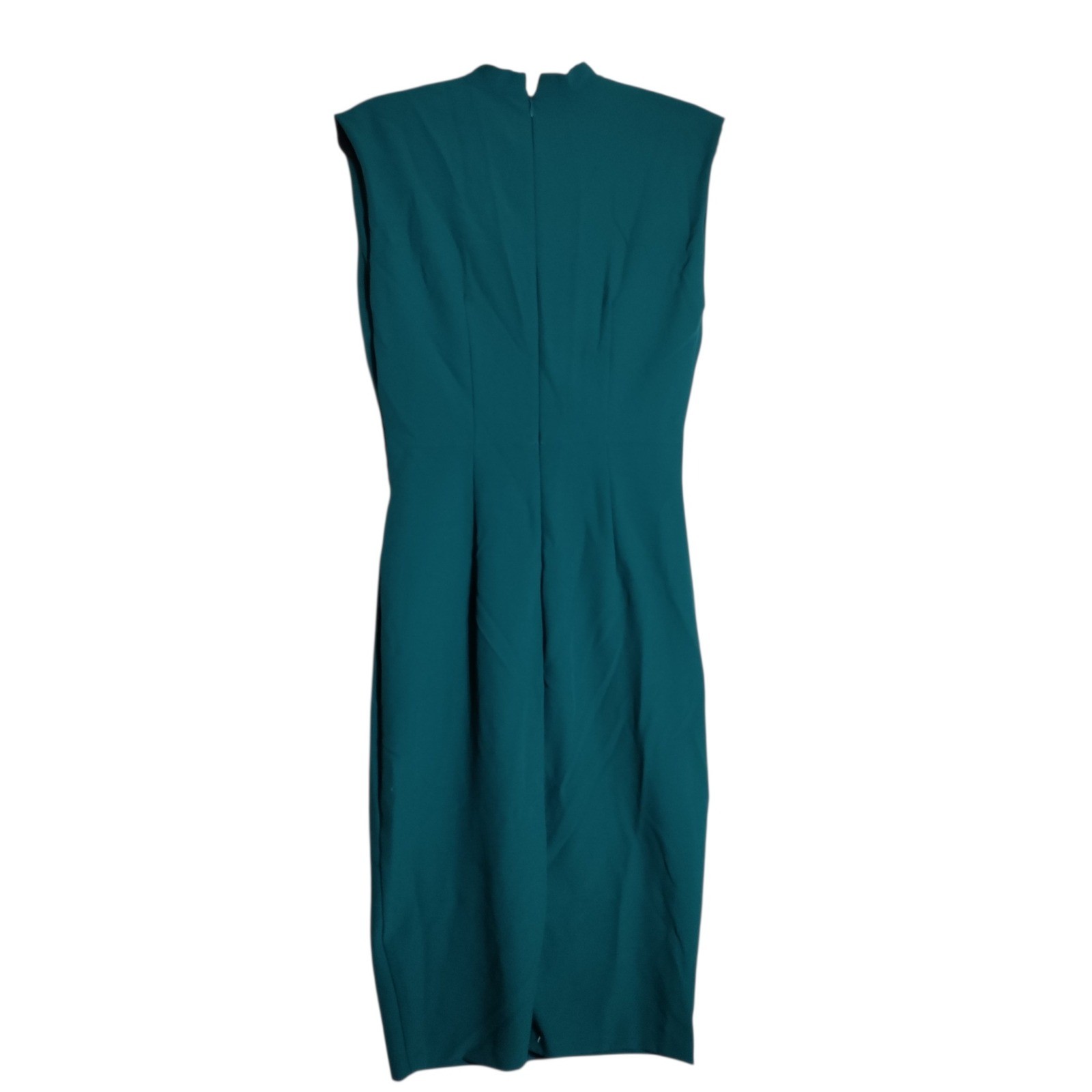 Express Womens Teal Green V-Neck Ruched Midi Sheath Dress Size M RN 55285
