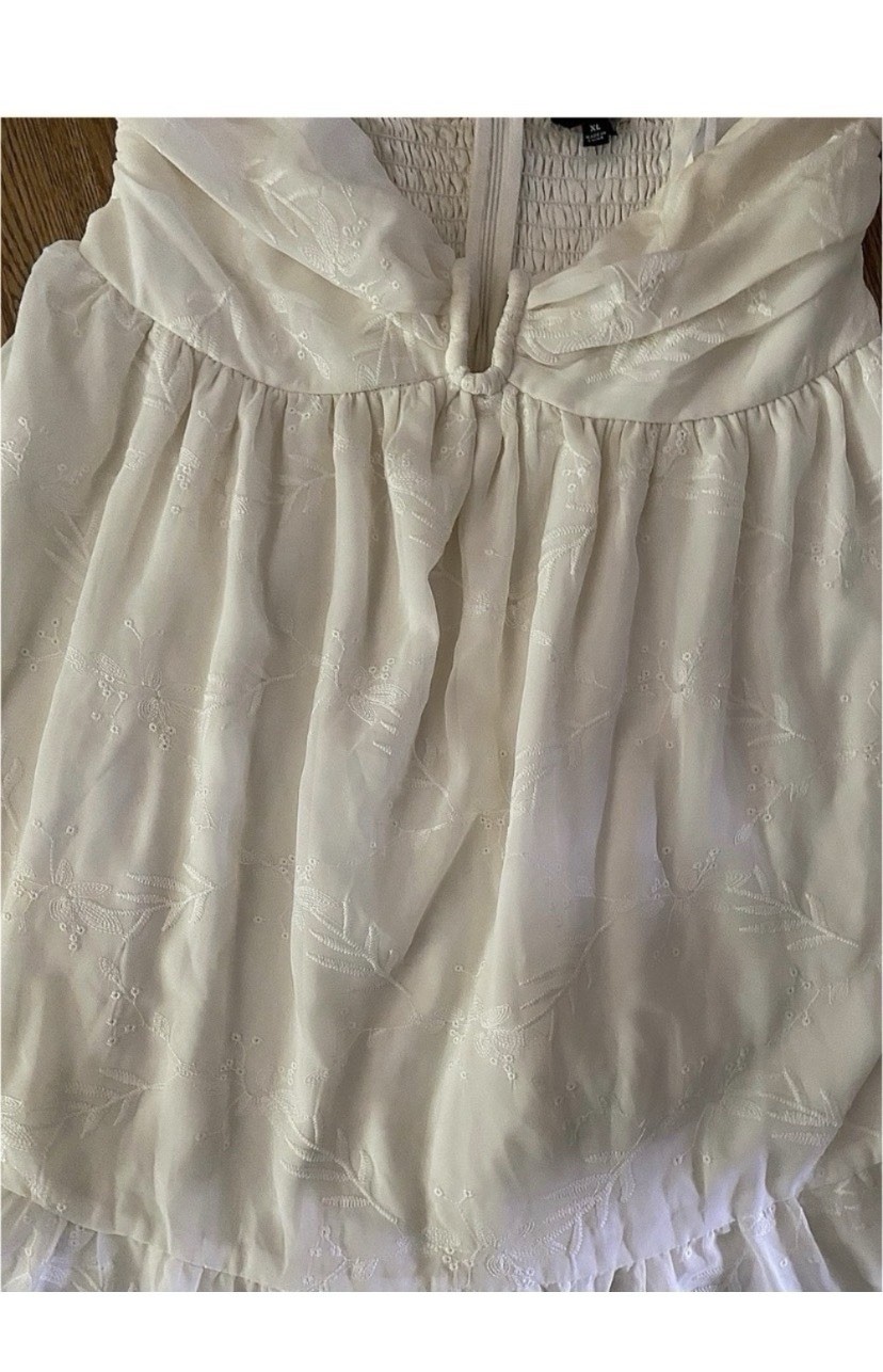 Lulus White Embroidered Off The Shoulder Mini Dress Size XL