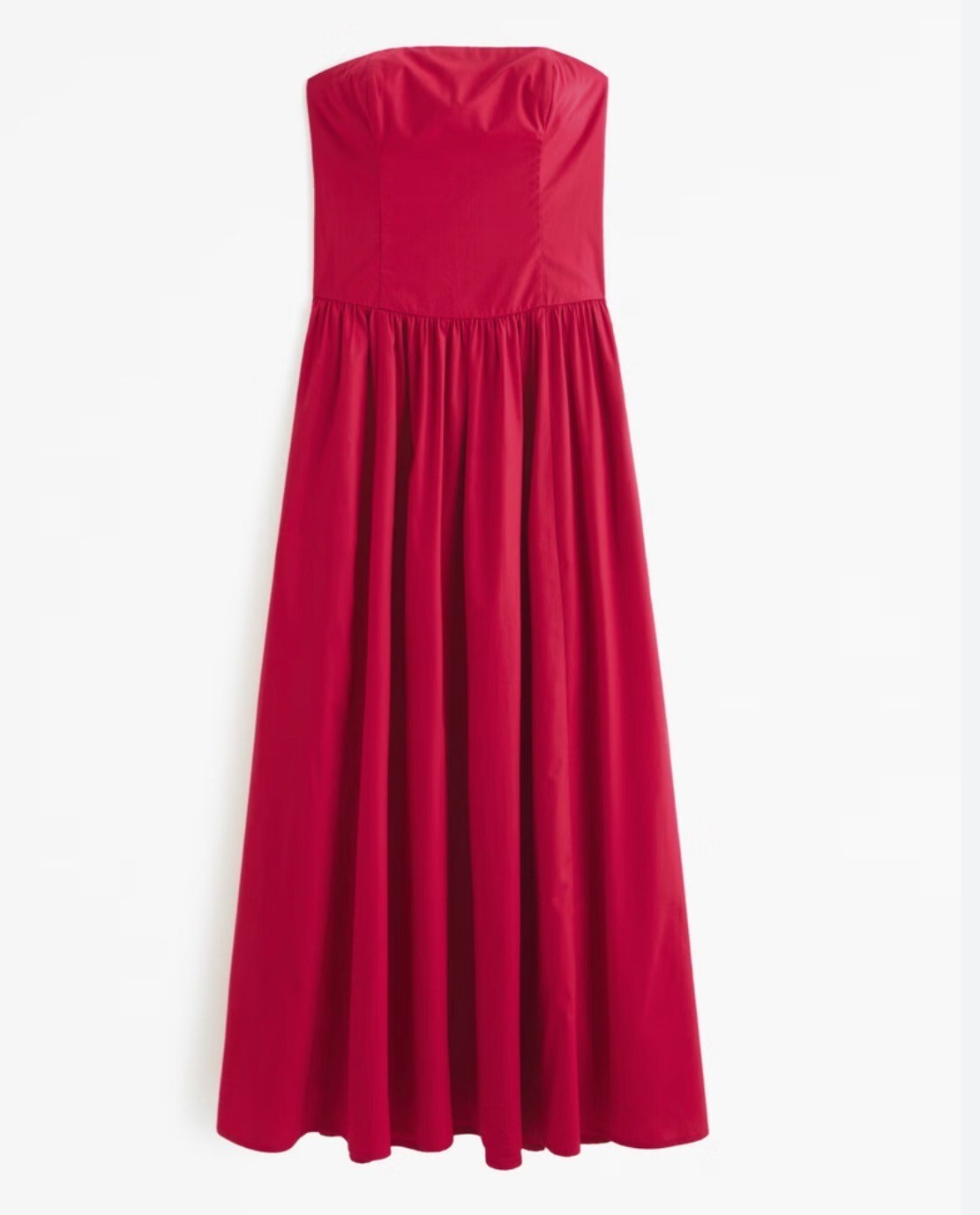 Abercrombie strapless Drop waist smocked maxi dress red preppy sz XLP
