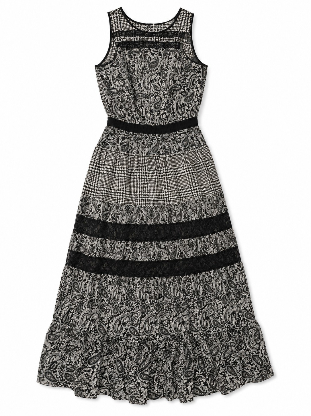Michael Kors size 1X dress women maxi long sheer paisley keyhole button lace