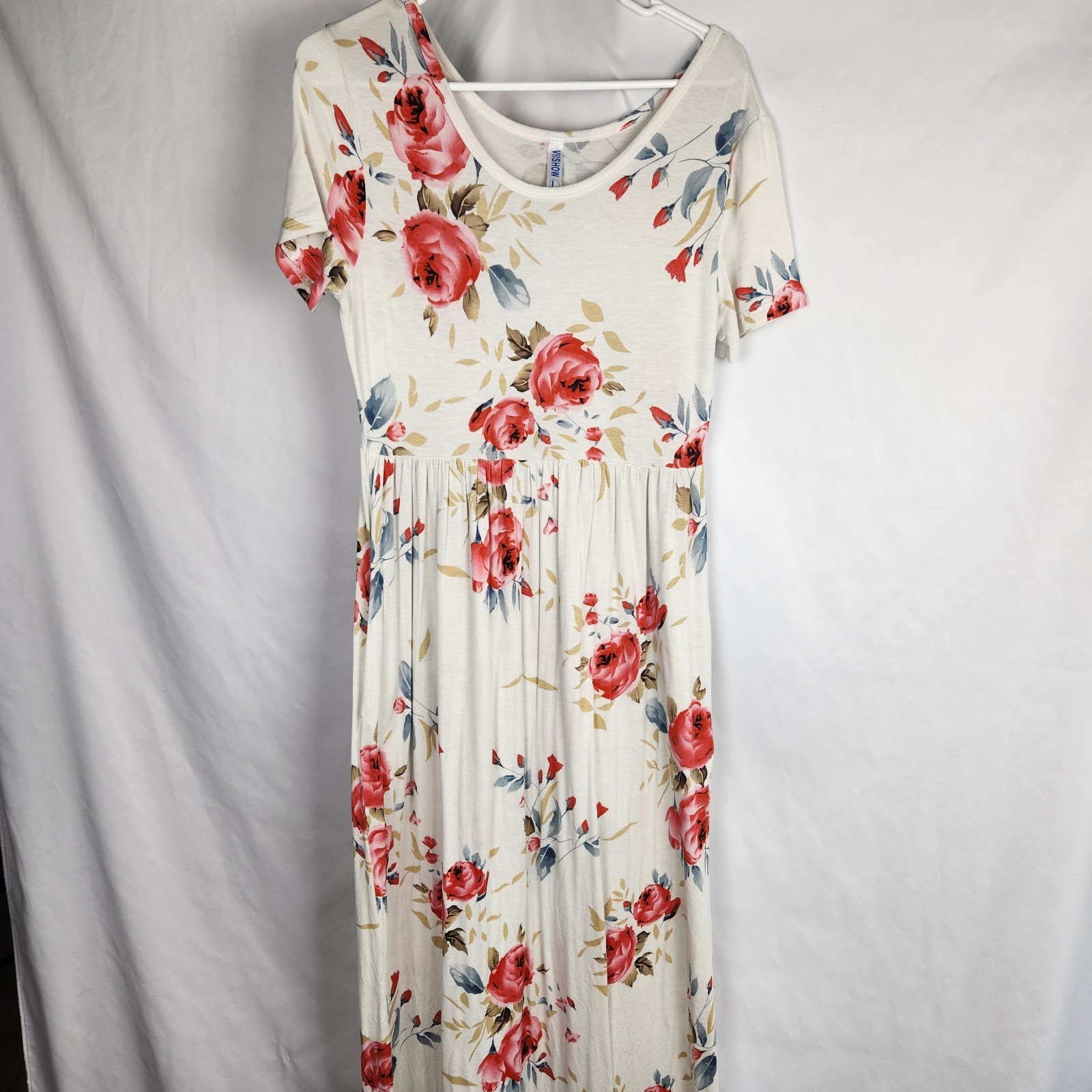 VIISHOW Womens White Floral Maxi Dress Long Floor Length Size Large Soft Flowy