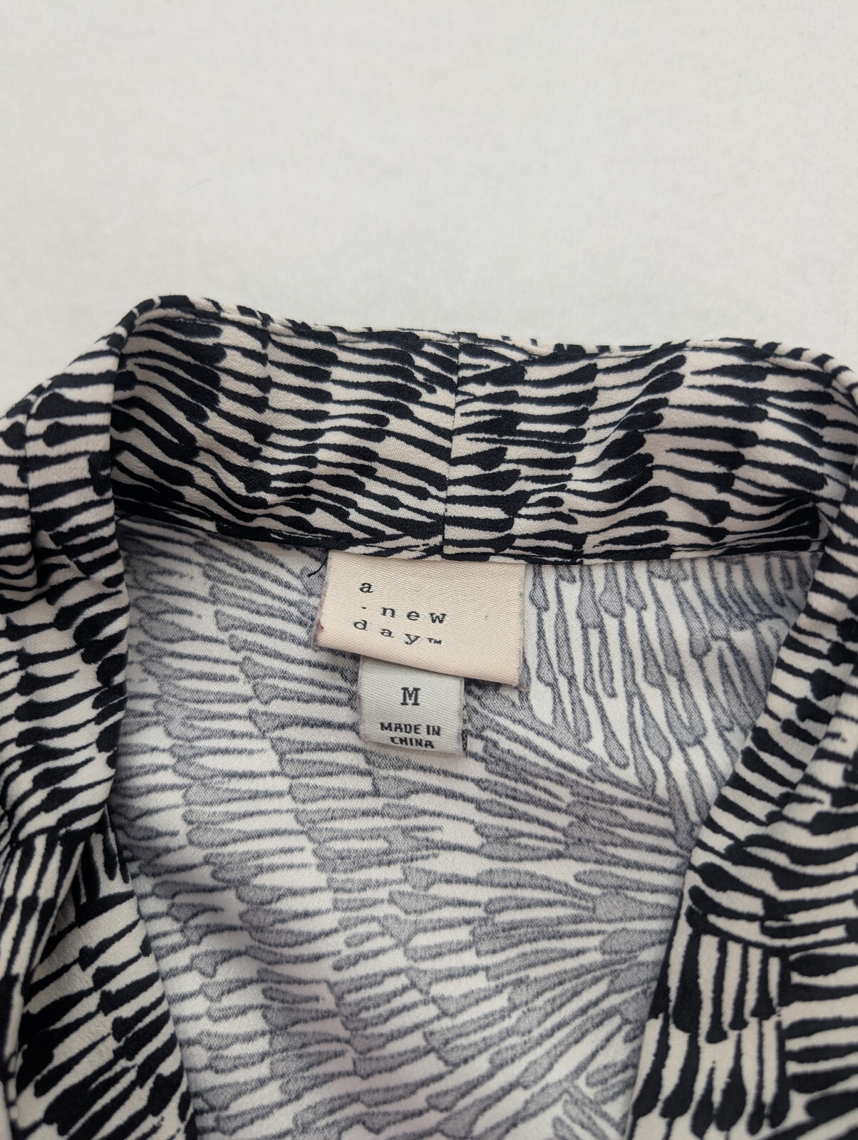 A New Day Women’s Dress Size M Black White Midi Belted Faux Wrap