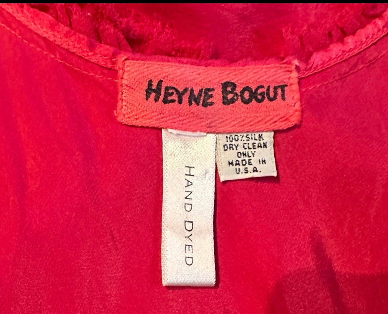 Heyne Bogut Hand Dyde hot pink silk dress.
