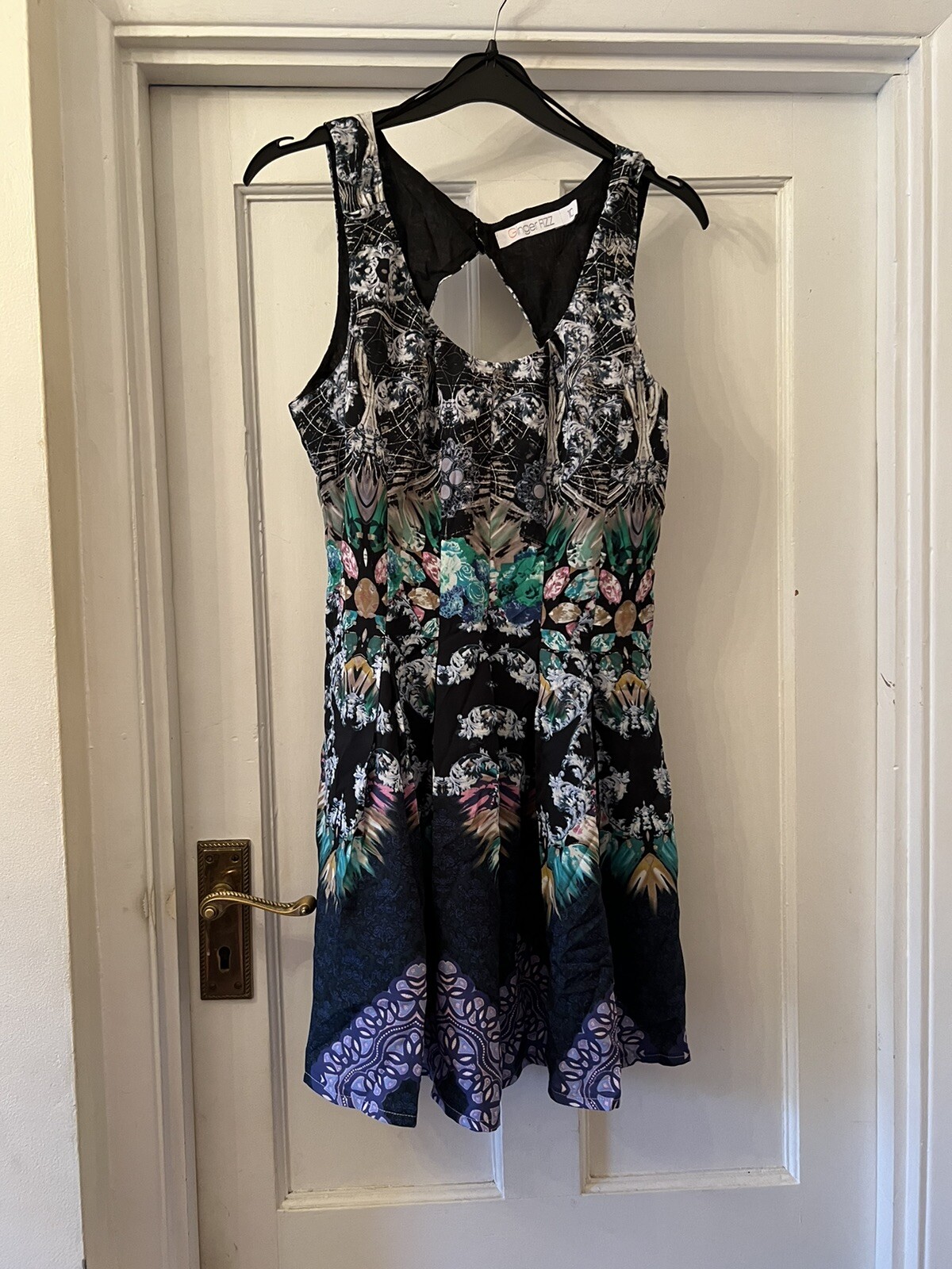 New Ginger Fizz Multicoloured Open Back Sleeveless Dress,UK 10