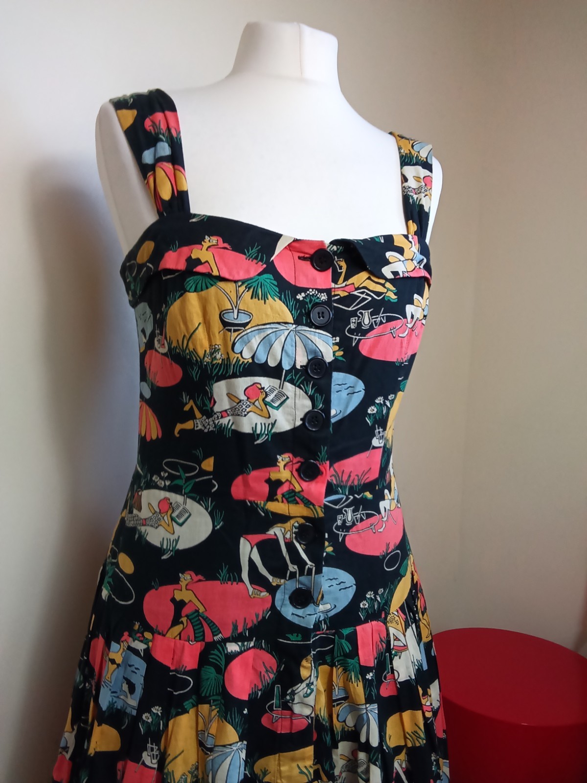 Emily and Fin Sundress Medium 12 Beach Lady Pool Print Summer Dress Pockets