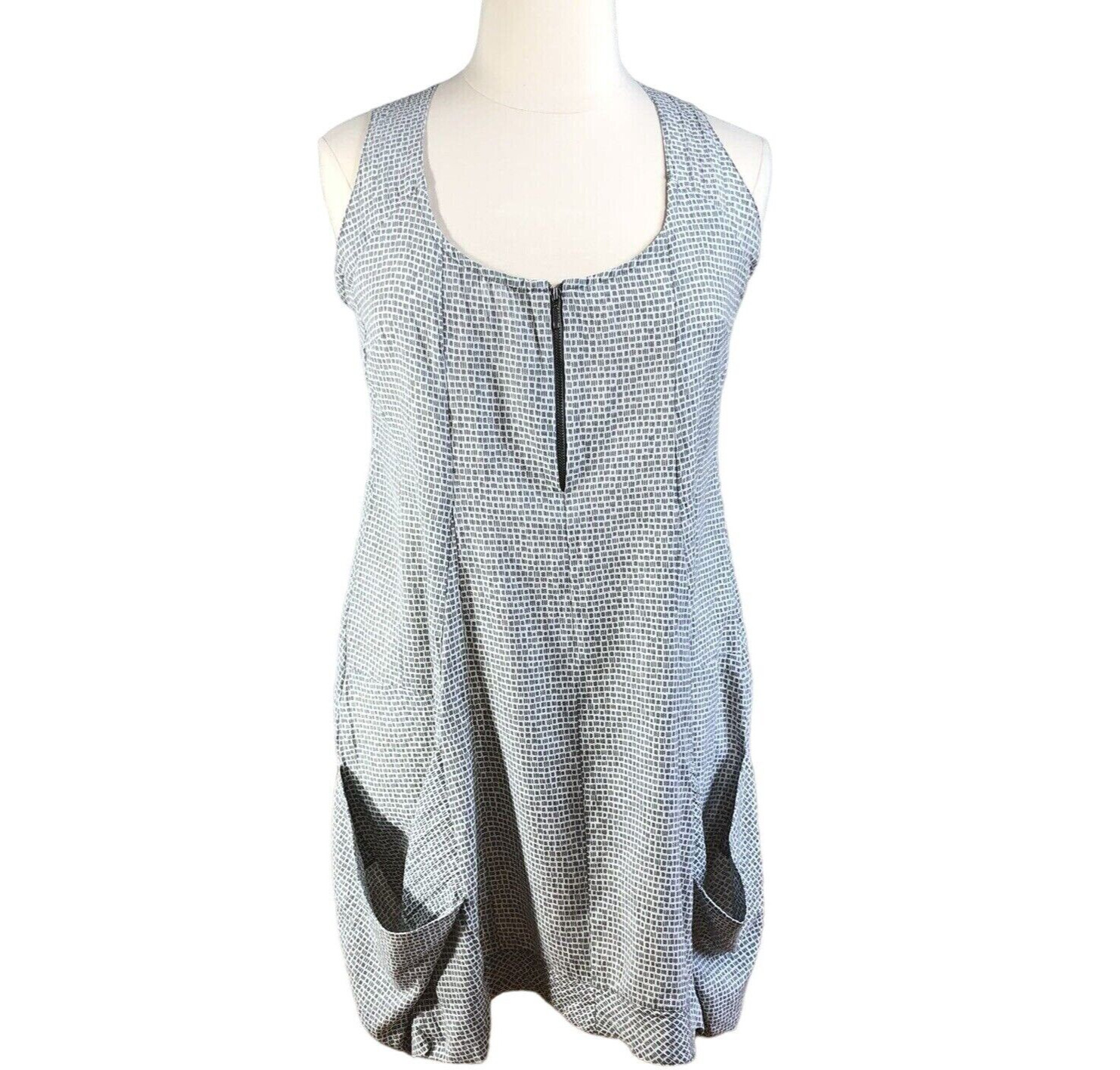 Gershon Bram Tank Dress Womens Size L Gray Oversized Pockets Artsy Lagenlook