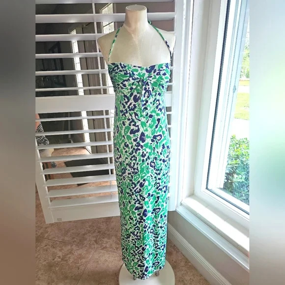 NEW Allen B. By Allen Schwartz Maxi Dress Green Multicolor S