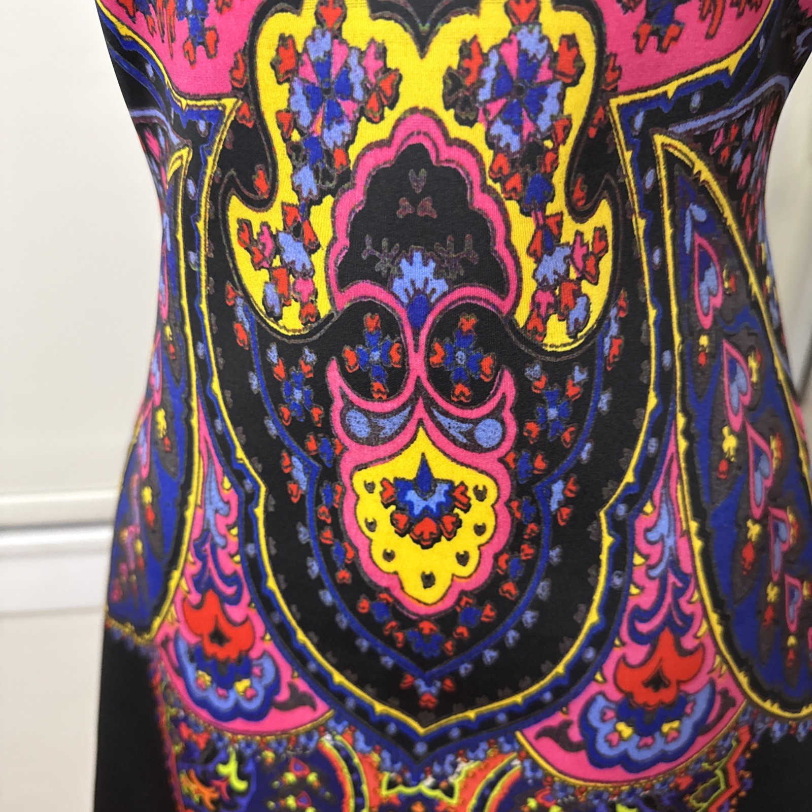 Clover Canyon $295 Womens Medium Multi Paisley Print Scuba Neoprene A Line Dress