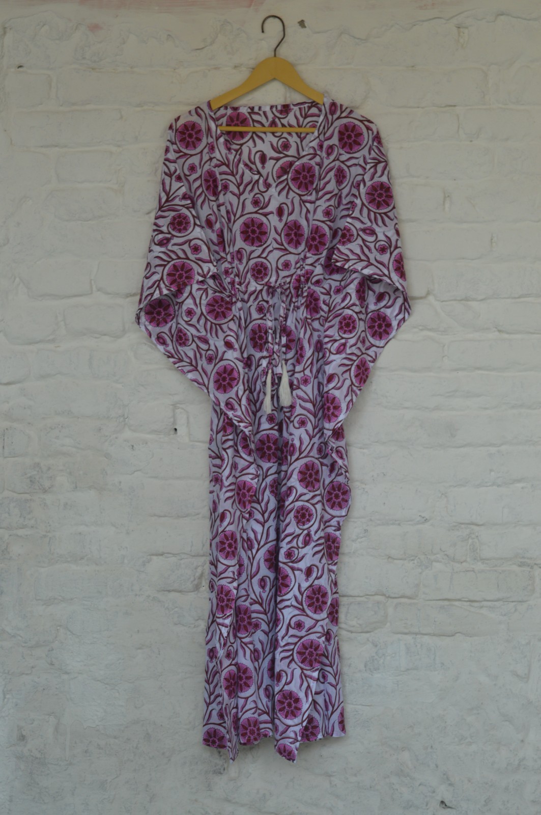 100% TARRIF FREE✅0% CHARGE 100%Cotton Indian Print Long Kaftan Dress KF-35