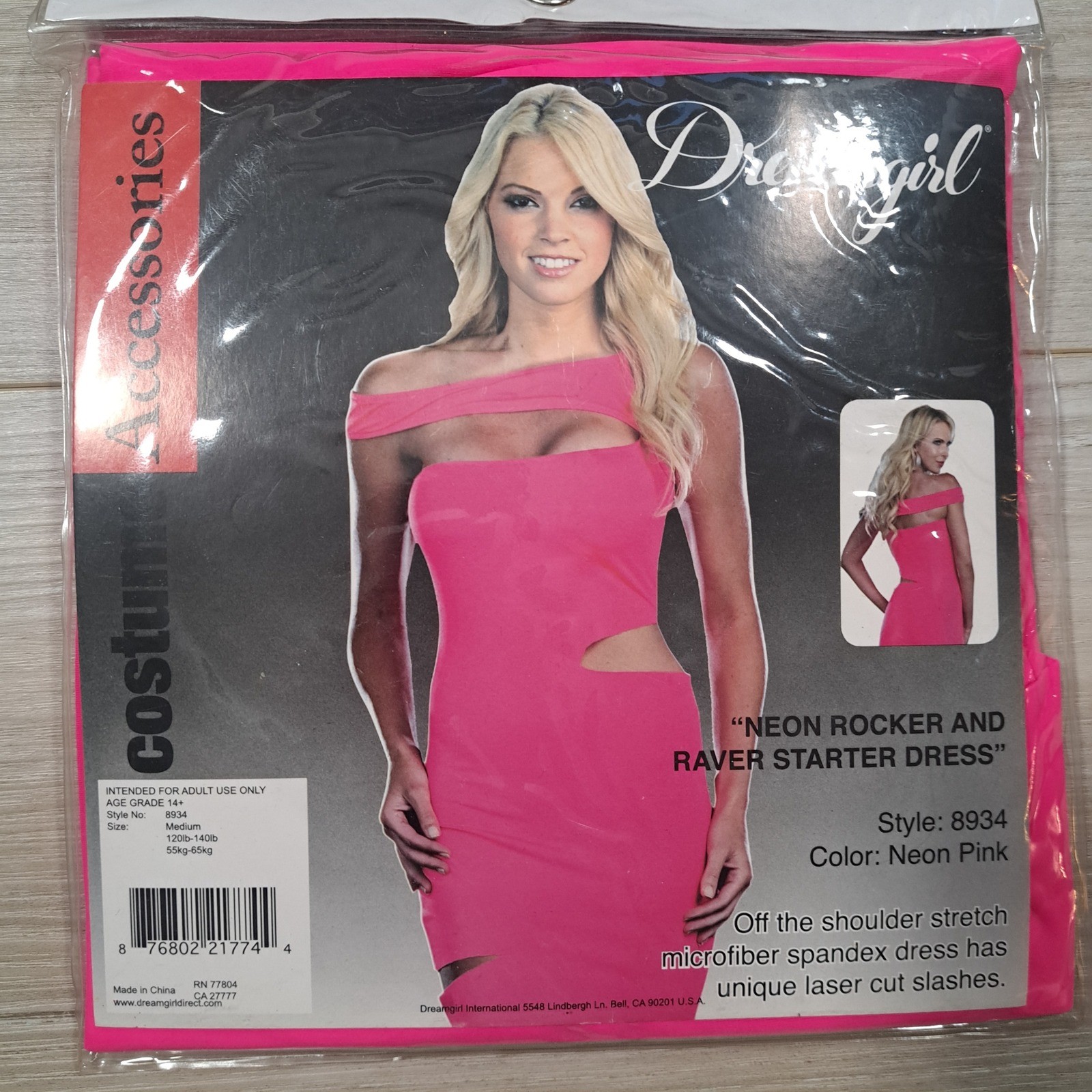Dreamgirl Sexy Neon Rocker Raver Starter Dress Neon Pink Spandex Cutout Medium