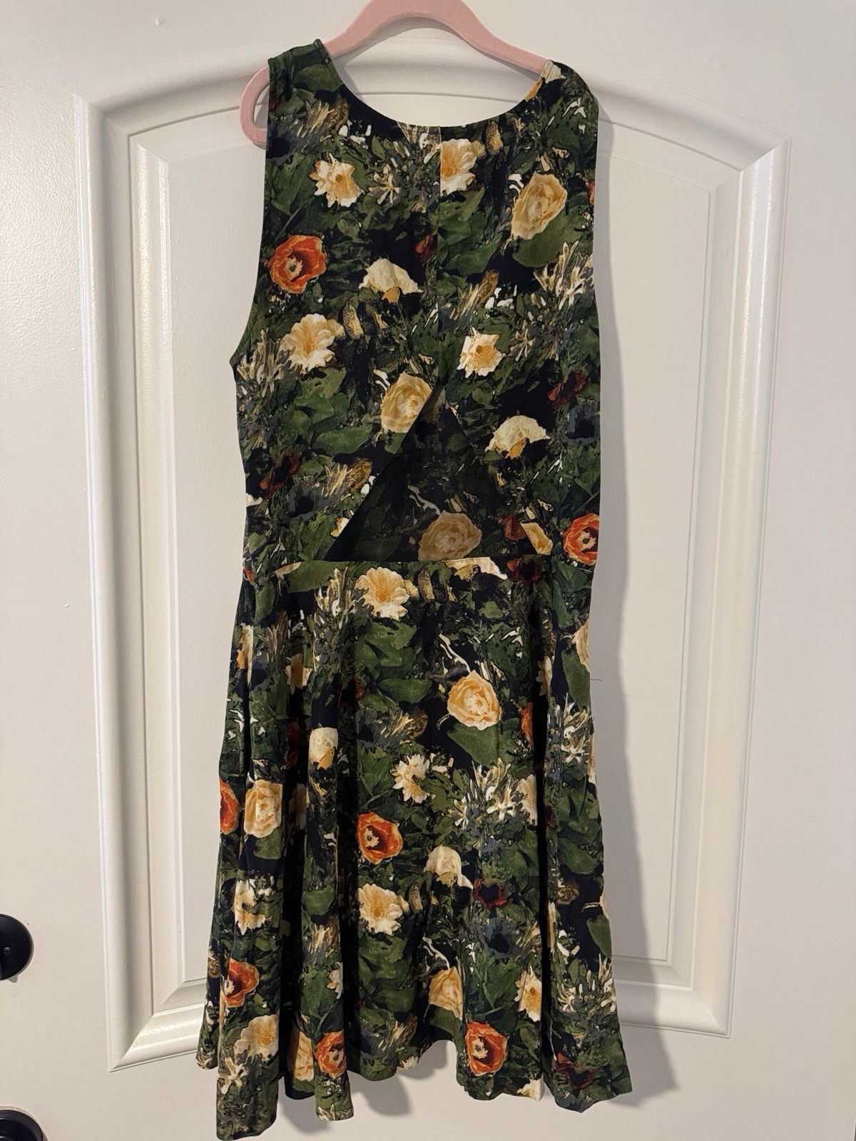 Jack. Floral Fit & Flare Dress with Sheer Mesh Back & Pockets – Size M/ Fits S/M