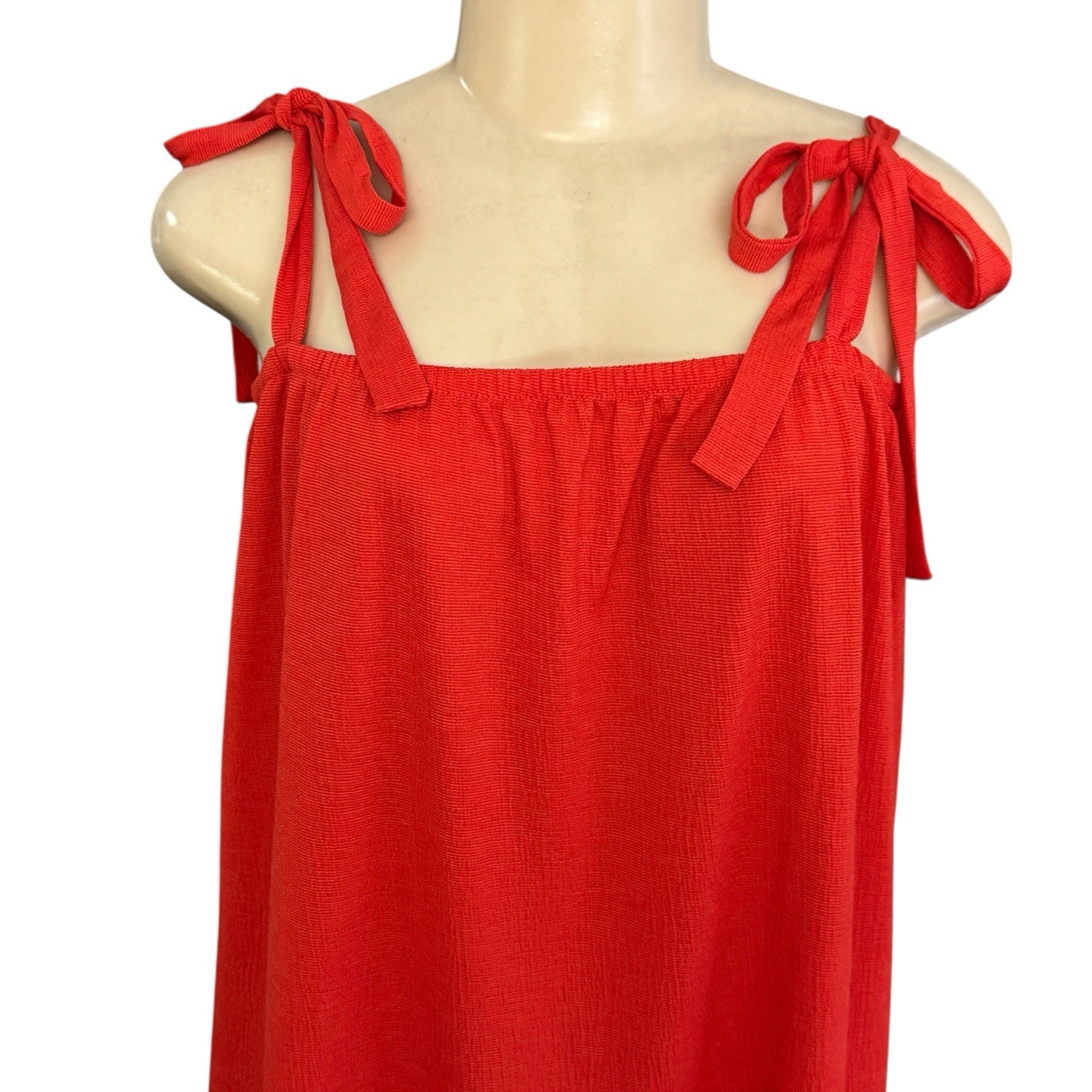 GREEN ENVELOPE Red Halter Sundress Summer Relax Fit Tiered Mini Dress Cover Up M