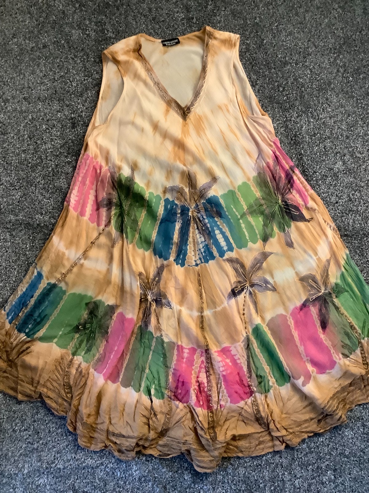 Corte Hindú Womens Multicolor Rayon Dress Free Size 42 Inch Length Boho Summer