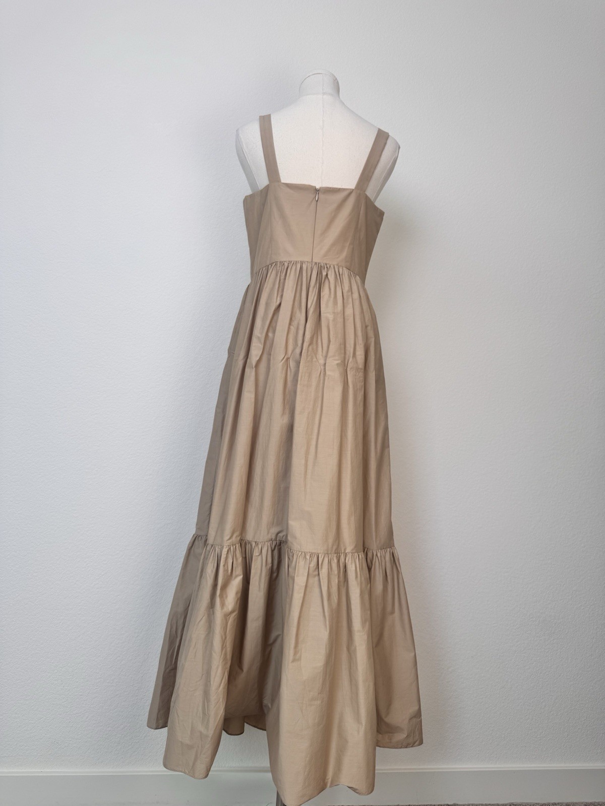 NEW Theory Womens Cotton Blend Tan Sleeveless Tiered Maxi Dress Size 6