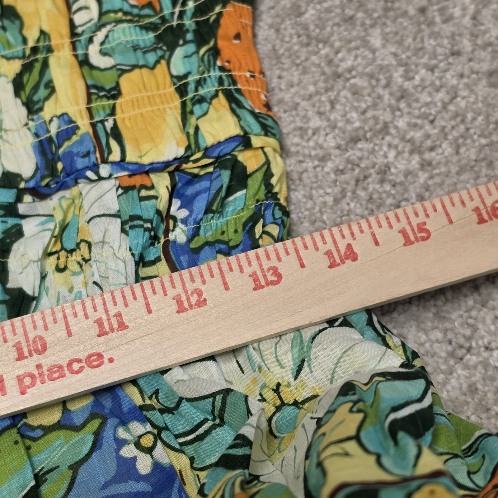 Anthropologie Peregrine Flutter Sleeve Midi Dress Citrus Floral Tile Print XXS