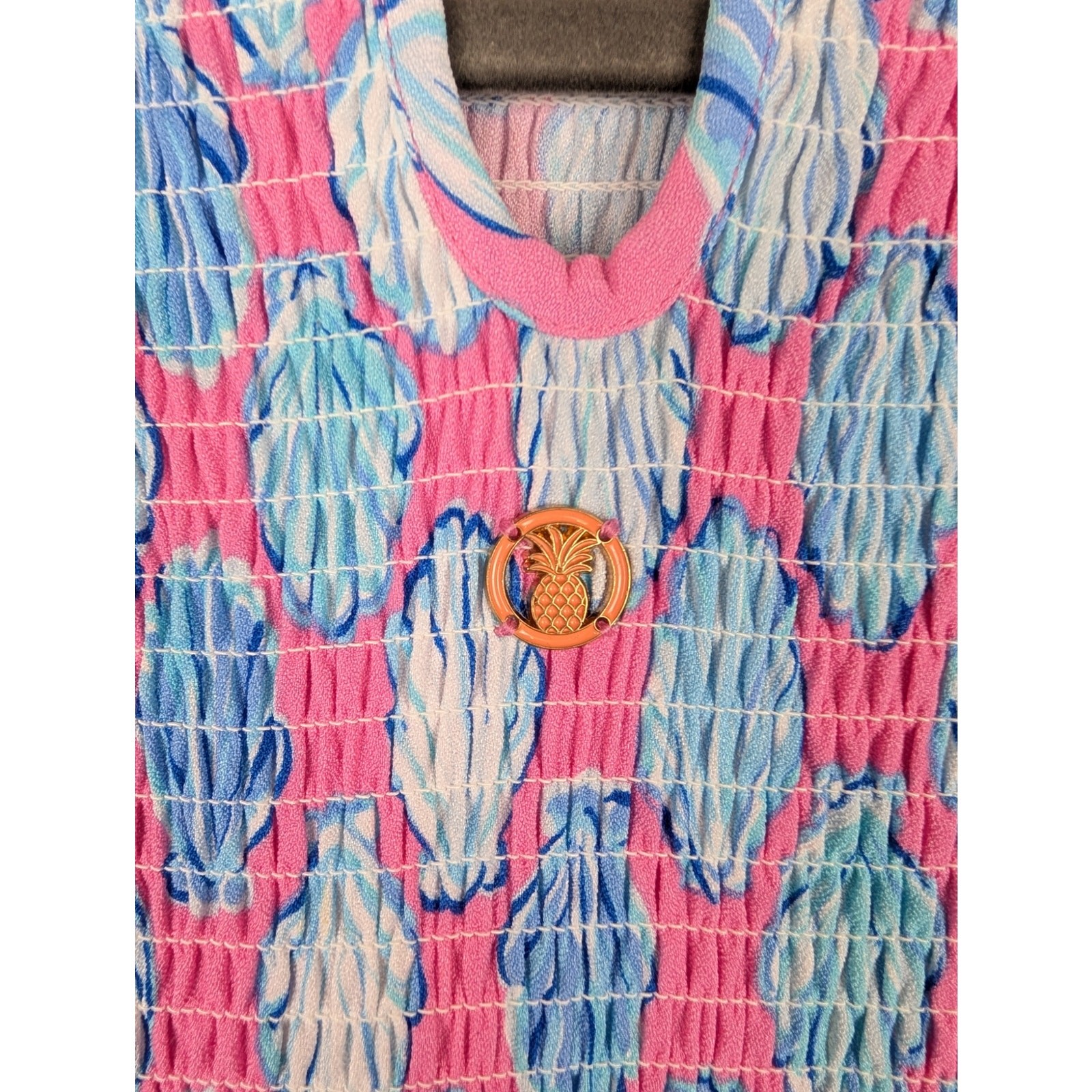 Simply Southern Dress Maxi Shell Novelty Tiered Preppy Beach Pink Blue Size L